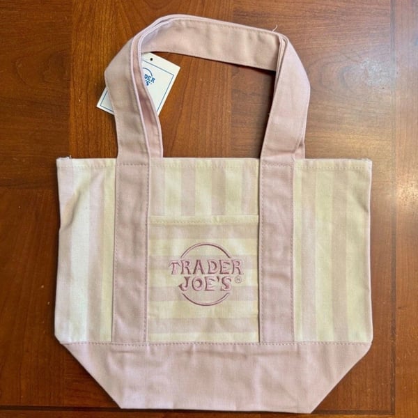 Trader Joe's Striped Mini Canvas Tote Bag Pastel Collection