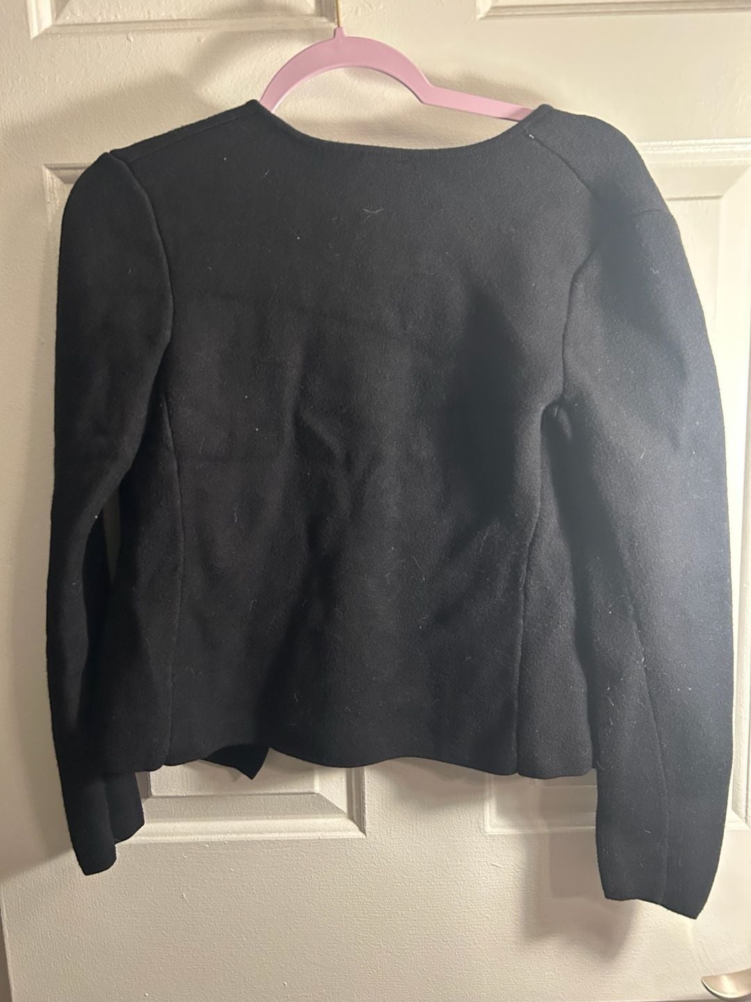 Sioni Black Crew Neck Button Up Cardigan Sweater with Patch Pockets Size XS 6