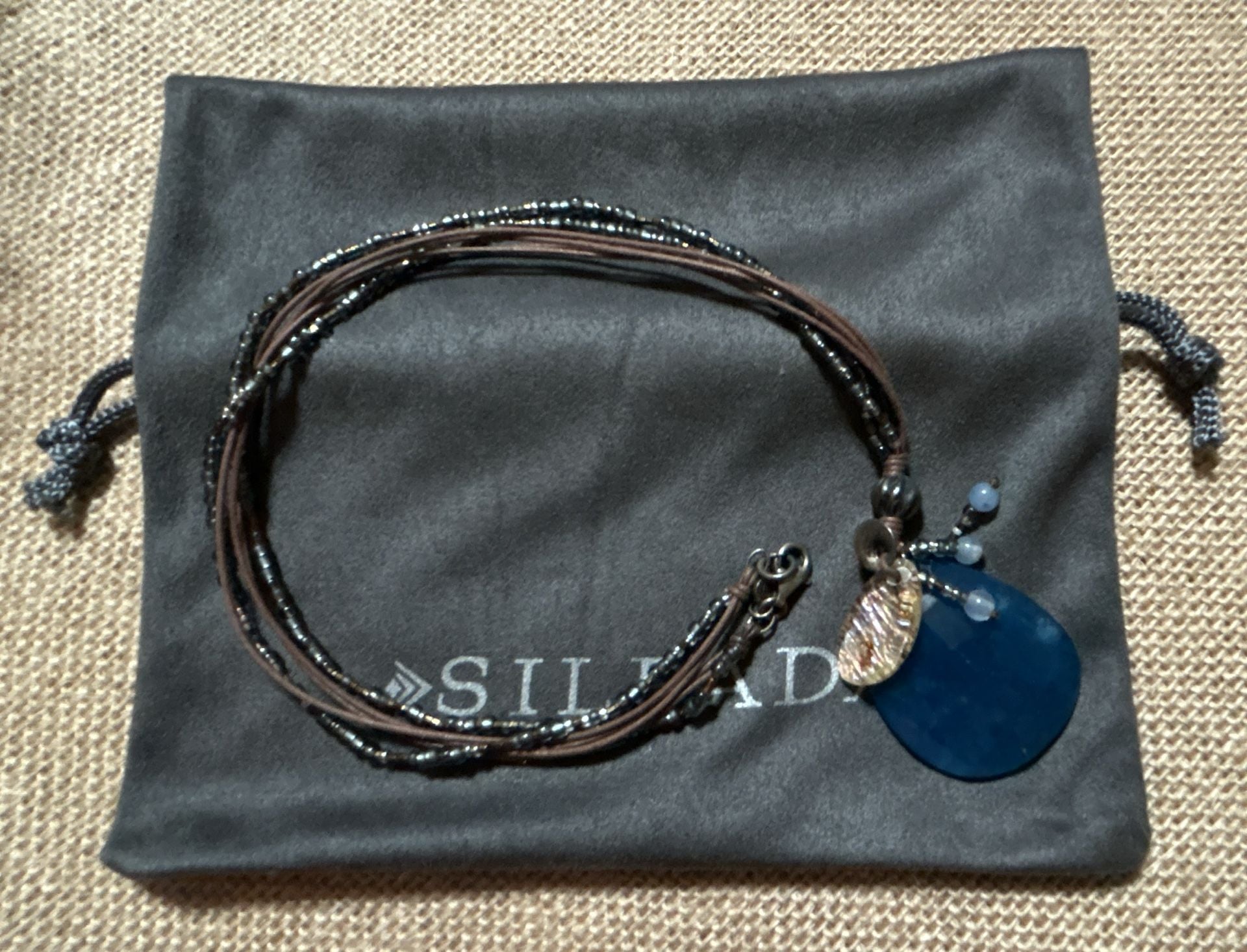 Silpada Indigo Mood Sterling Silver Blue Quartzite Shell Glass N2227 Necklace 2