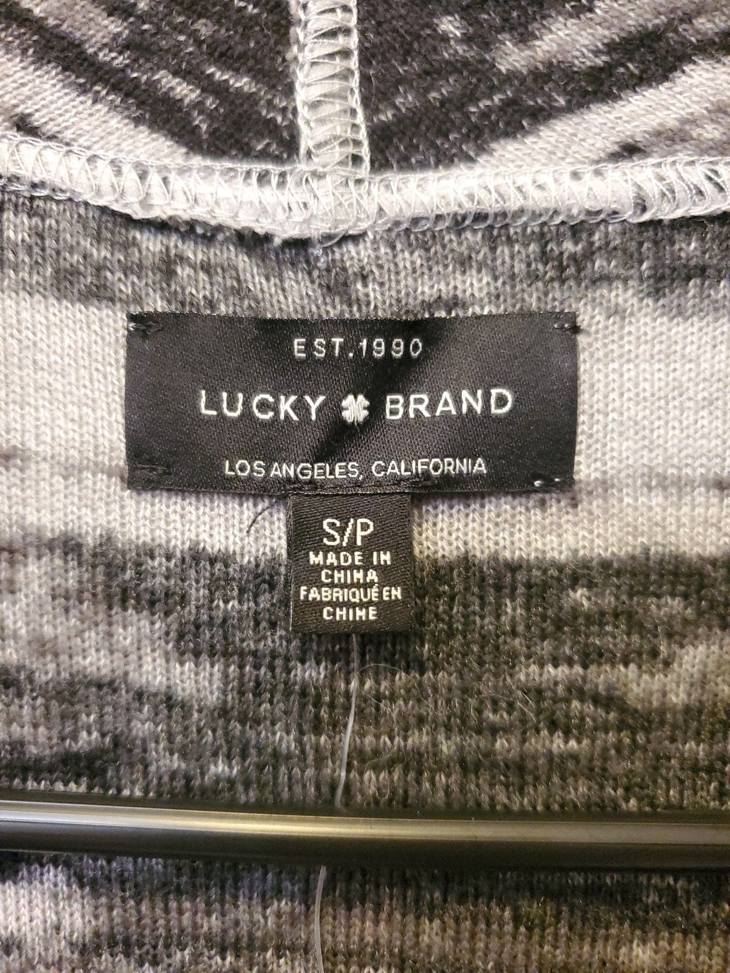 NWT Lucky Brand Aztec Drape Open Front Cardigan Sweater Small Black Gray Boho Southwestern 5