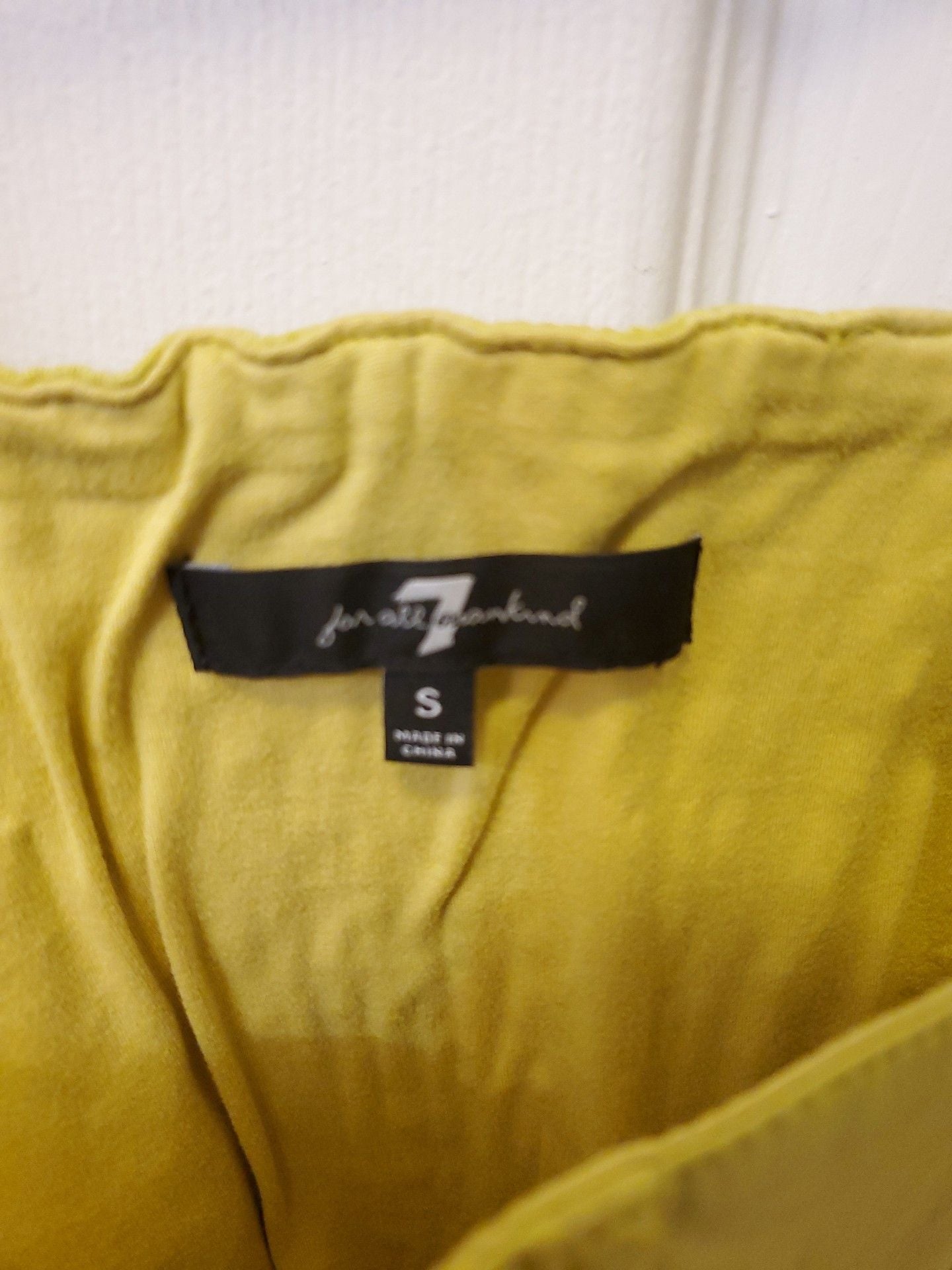 7 For All Mankind Lime Yellow Faux Leather Corset Top Structured Size S 3