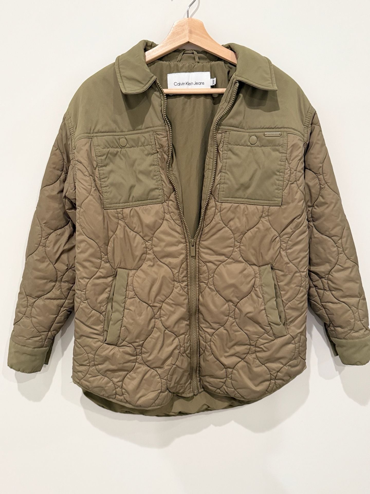 Calvin Klein Jeans Women’s Full Zip Quilted Jacket Olive Khaki 2