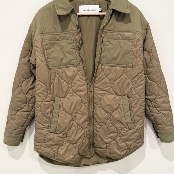 Calvin Klein Jeans Women’s Full Zip Quilted Jacket Olive Khaki