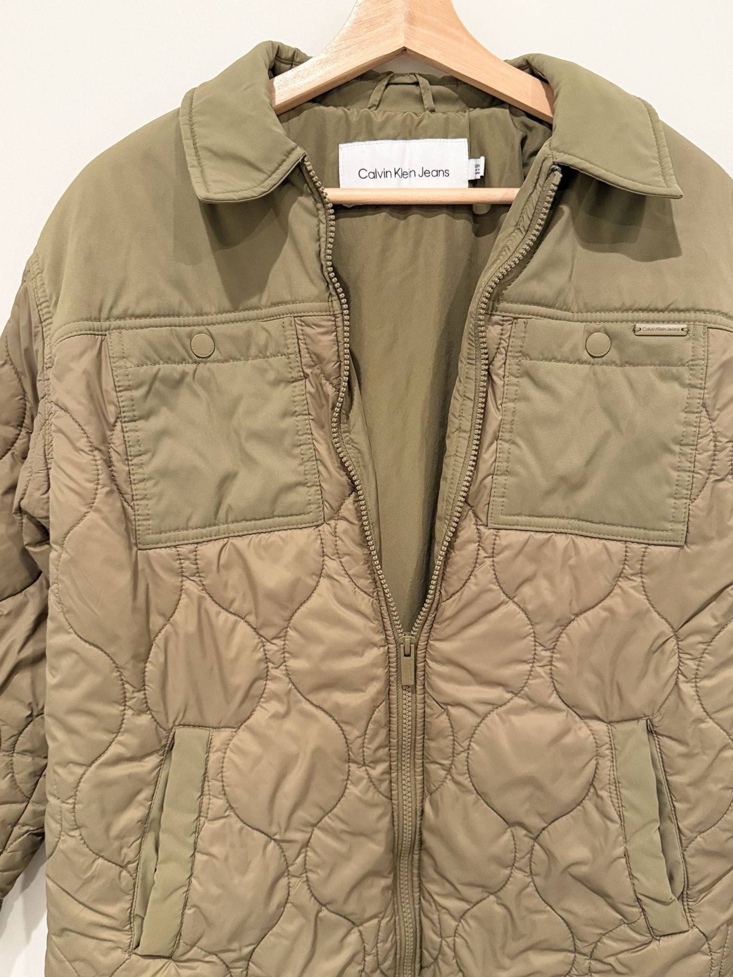Calvin Klein Jeans Women’s Full Zip Quilted Jacket Olive Khaki 3