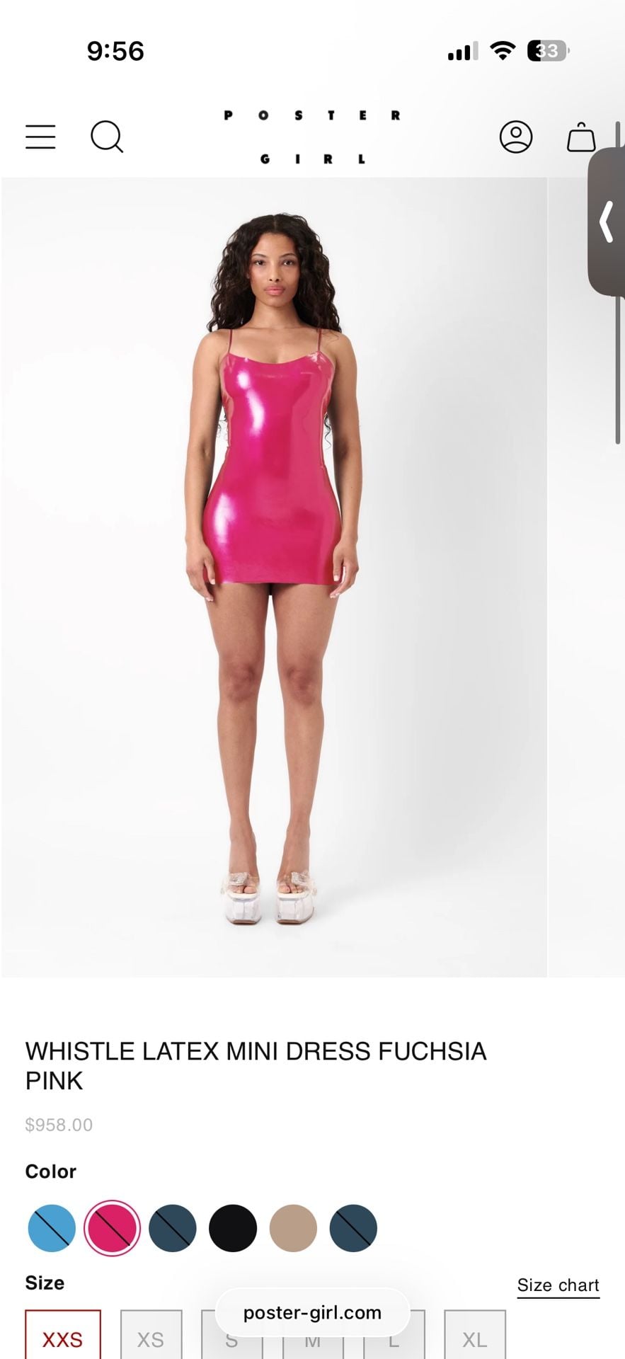 Poster Girl Whistle Latex Mini Slip Dress Fuchsia 3