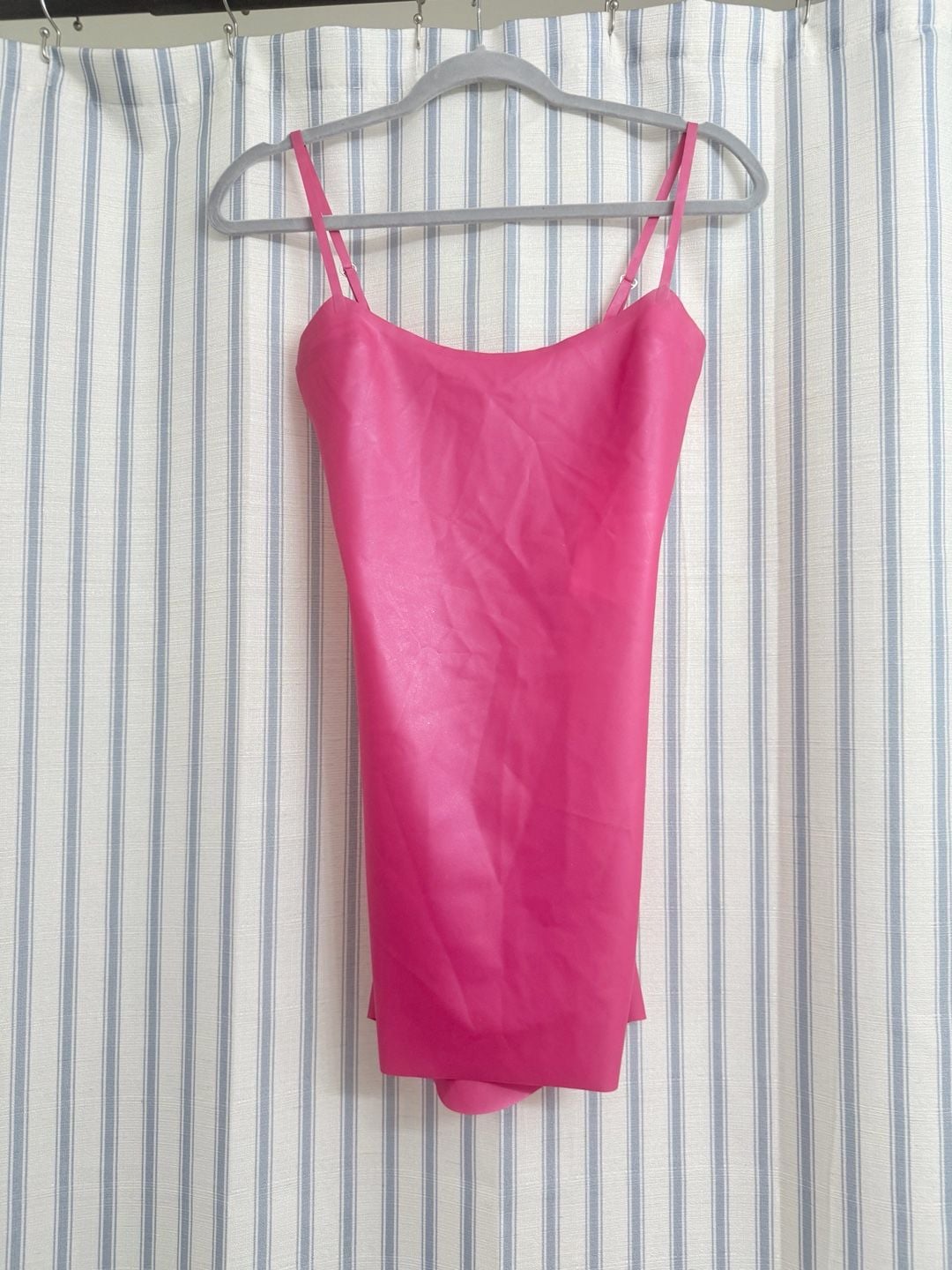Poster Girl Whistle Latex Mini Slip Dress Fuchsia 4