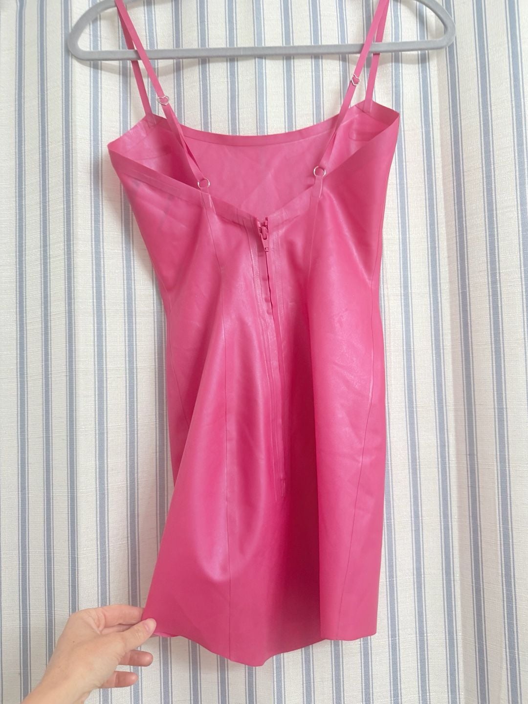 Poster Girl Whistle Latex Mini Slip Dress Fuchsia 5