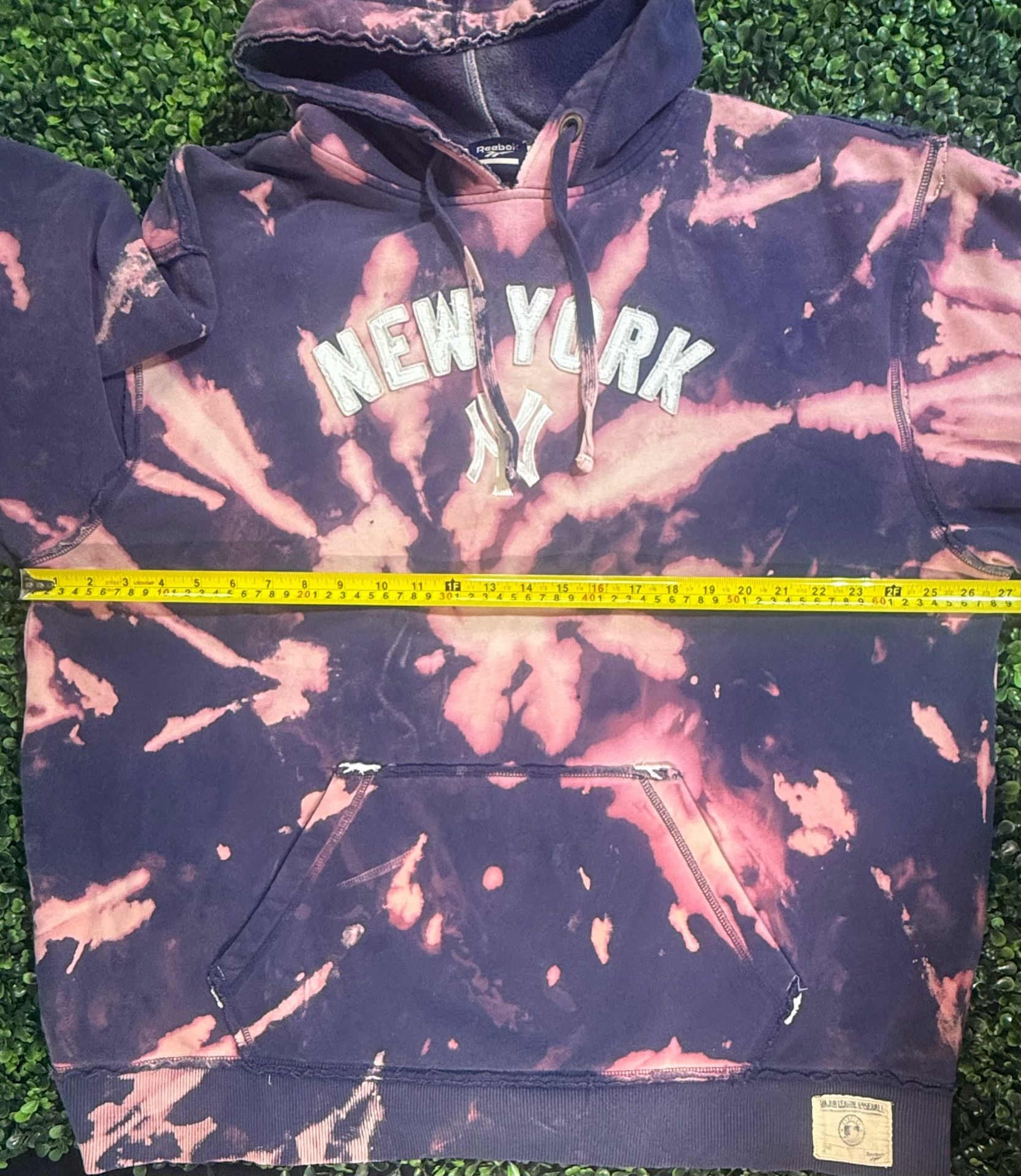 Reebok MLB Cooperstown Collection New York Yankees Bleached Tie Dye Hoodie 7