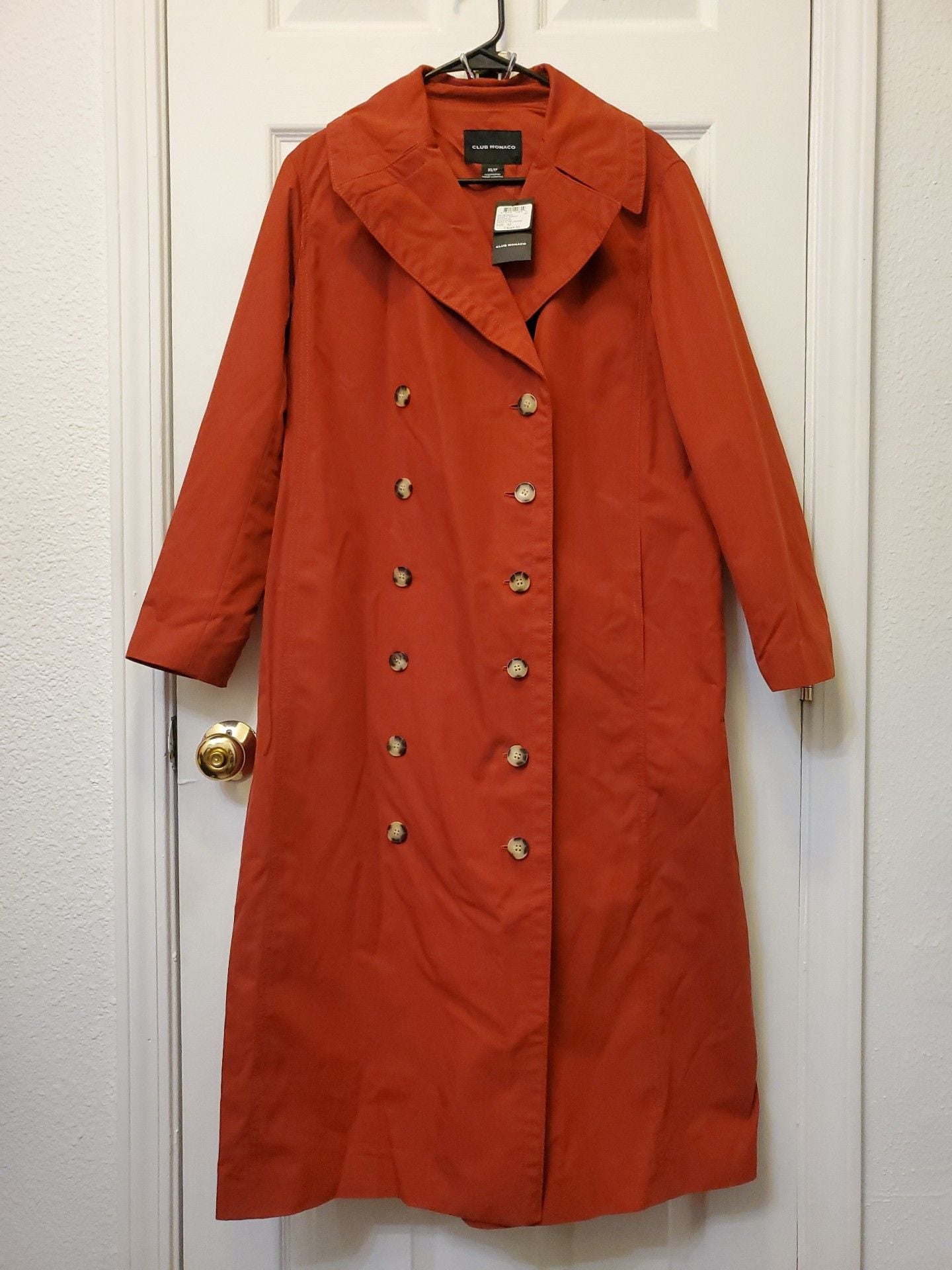 Club Monaco Odette Trench Coat NWT Brick Red Rust Terracotta Oversized Duster XS 2