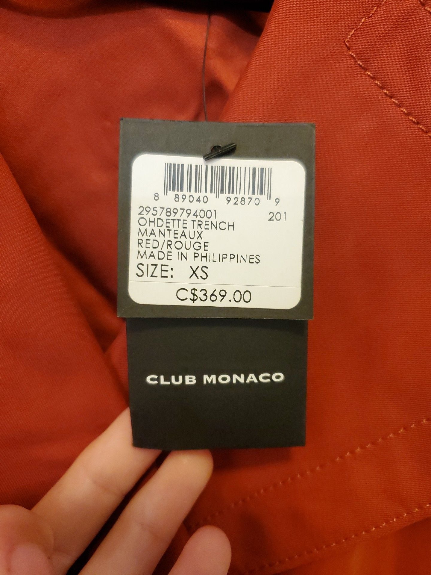 Club Monaco Odette Trench Coat NWT Brick Red Rust Terracotta Oversized Duster XS 4