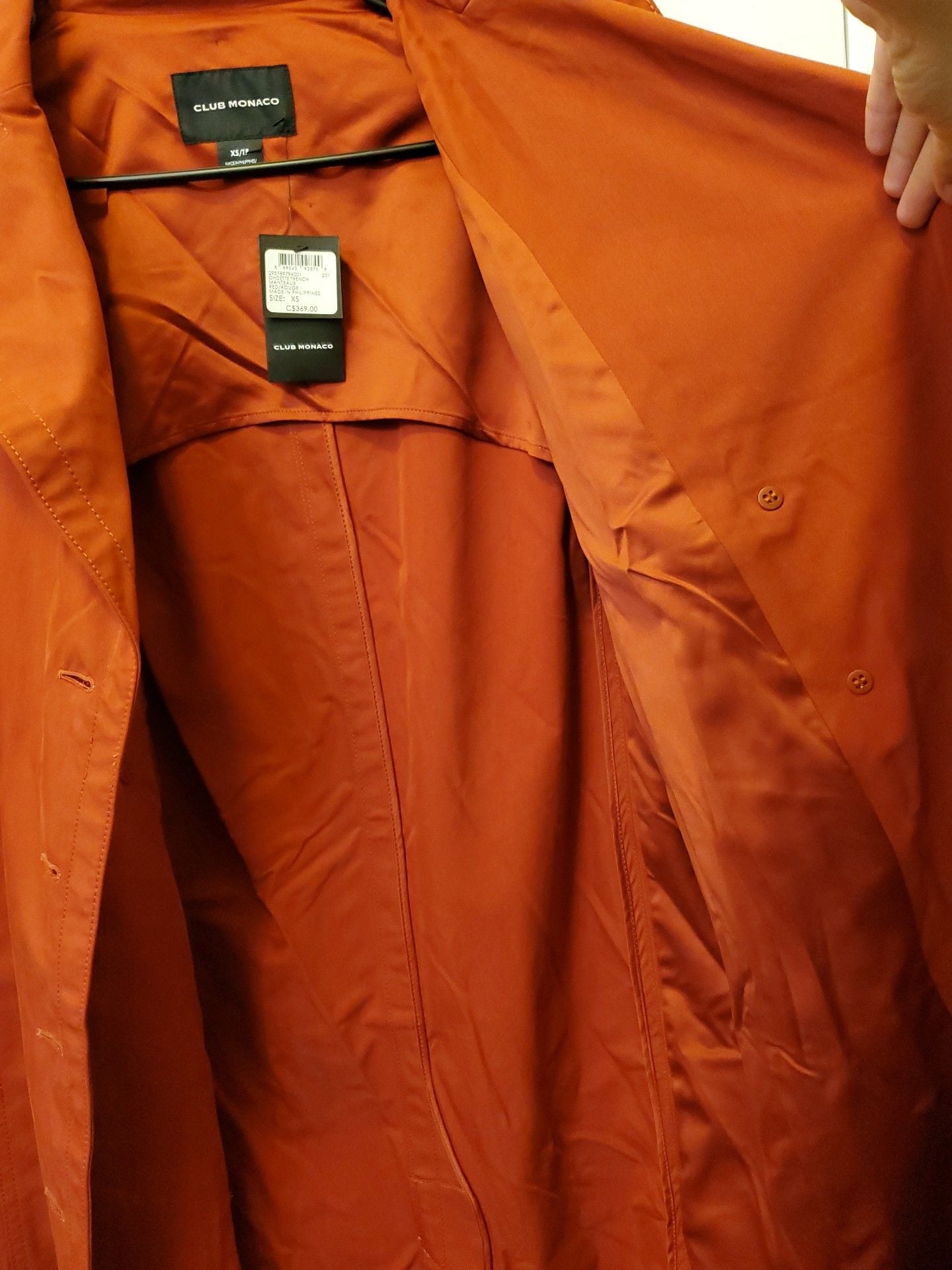 Club Monaco Odette Trench Coat NWT Brick Red Rust Terracotta Oversized Duster XS 5