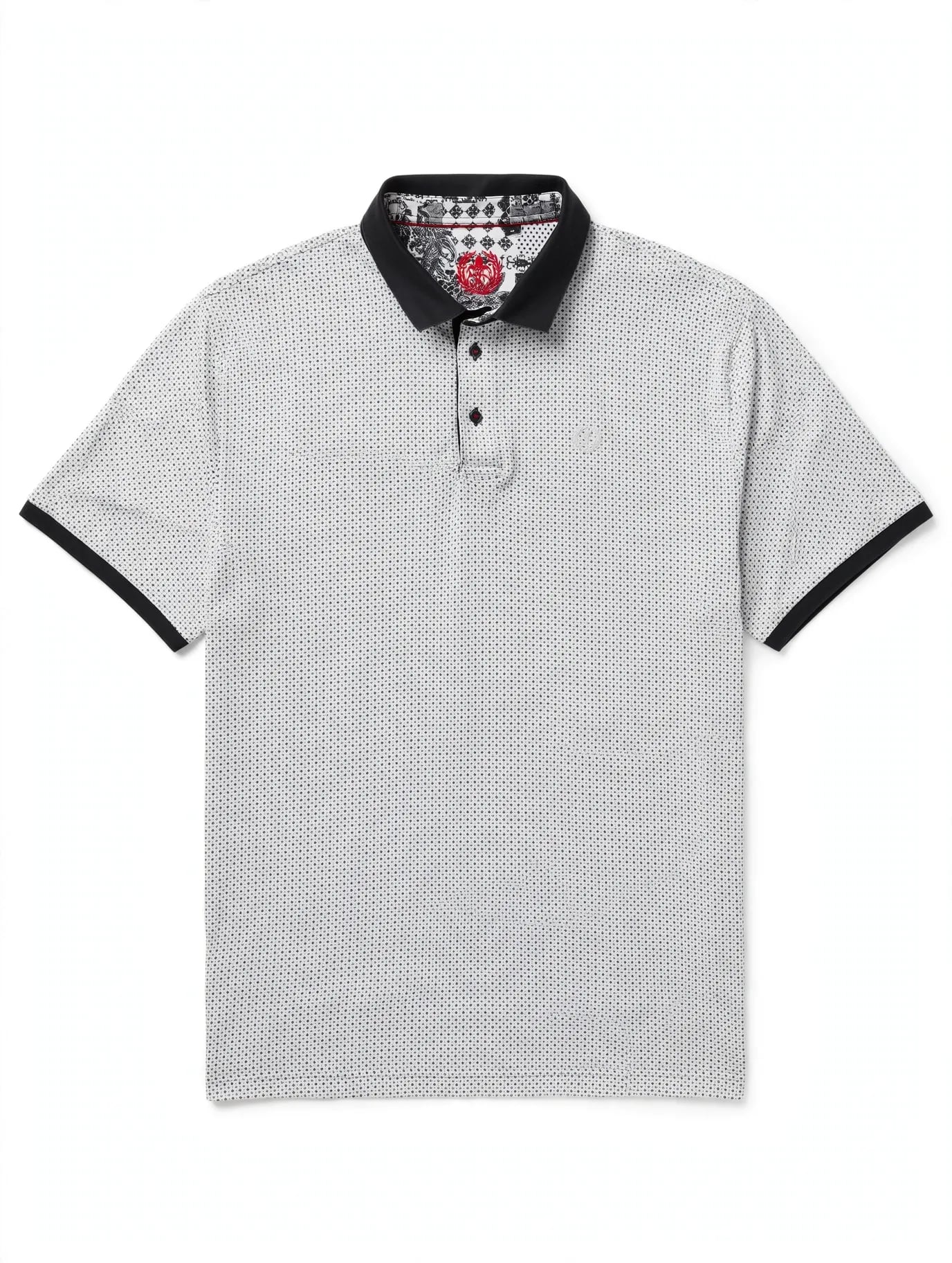 Au Noir Polo Lindell Black Men's Mini Geo Print Short Sleeve Polo Shirt 2