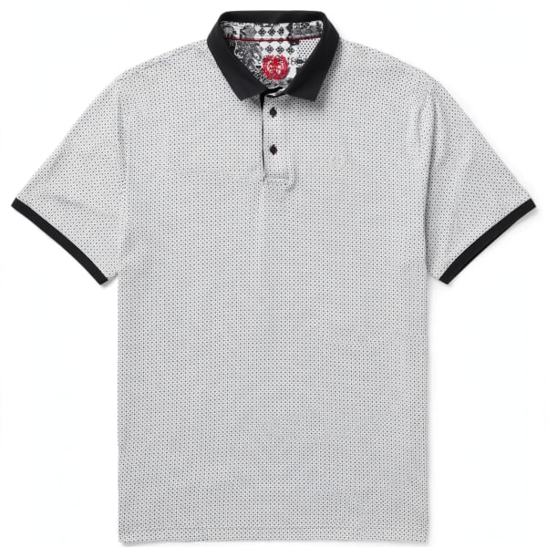 Au Noir Polo Lindell Black Men's Mini Geo Print Short Sleeve Polo Shirt