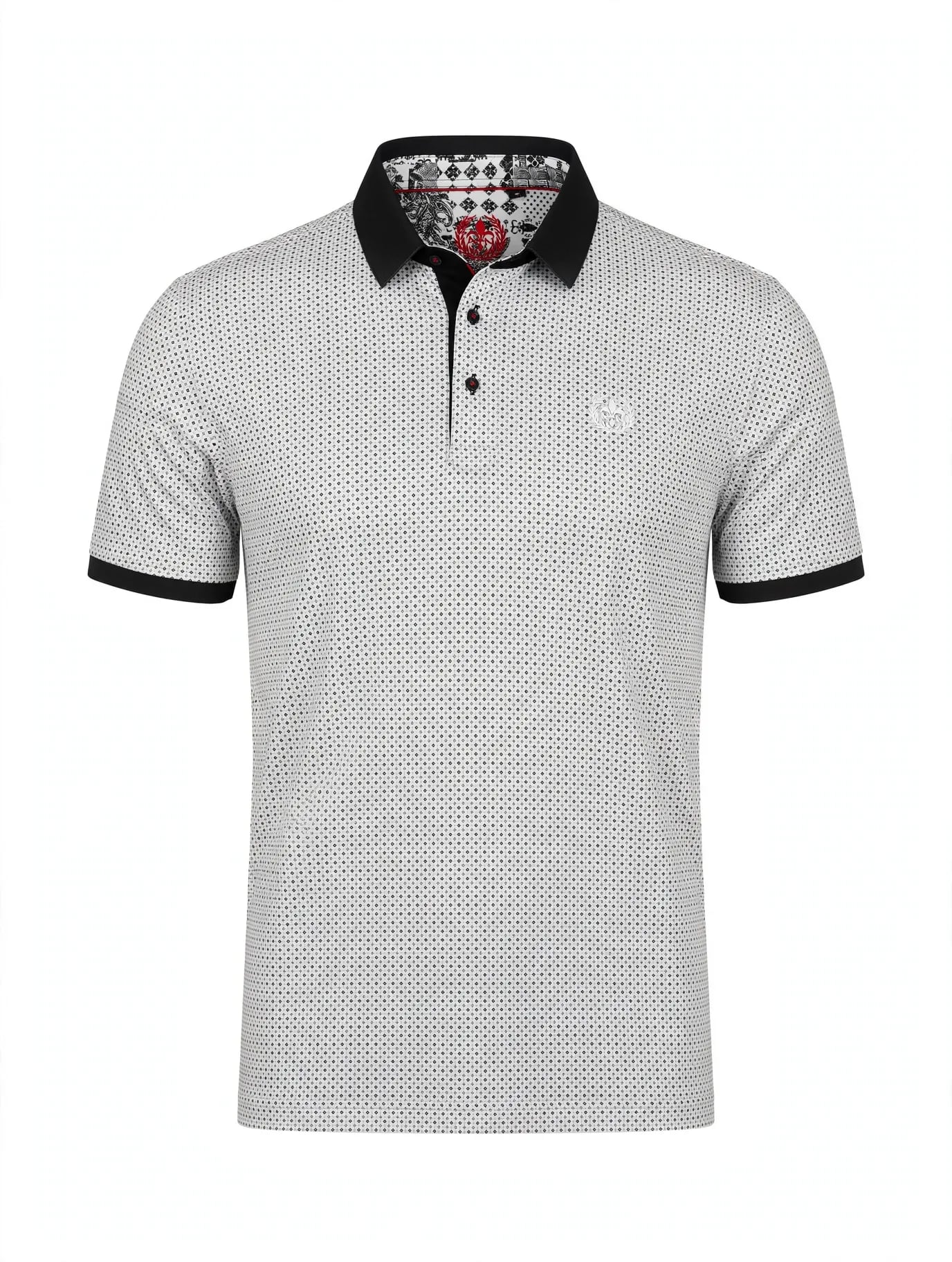 Au Noir Polo Lindell Black Men's Mini Geo Print Short Sleeve Polo Shirt 5