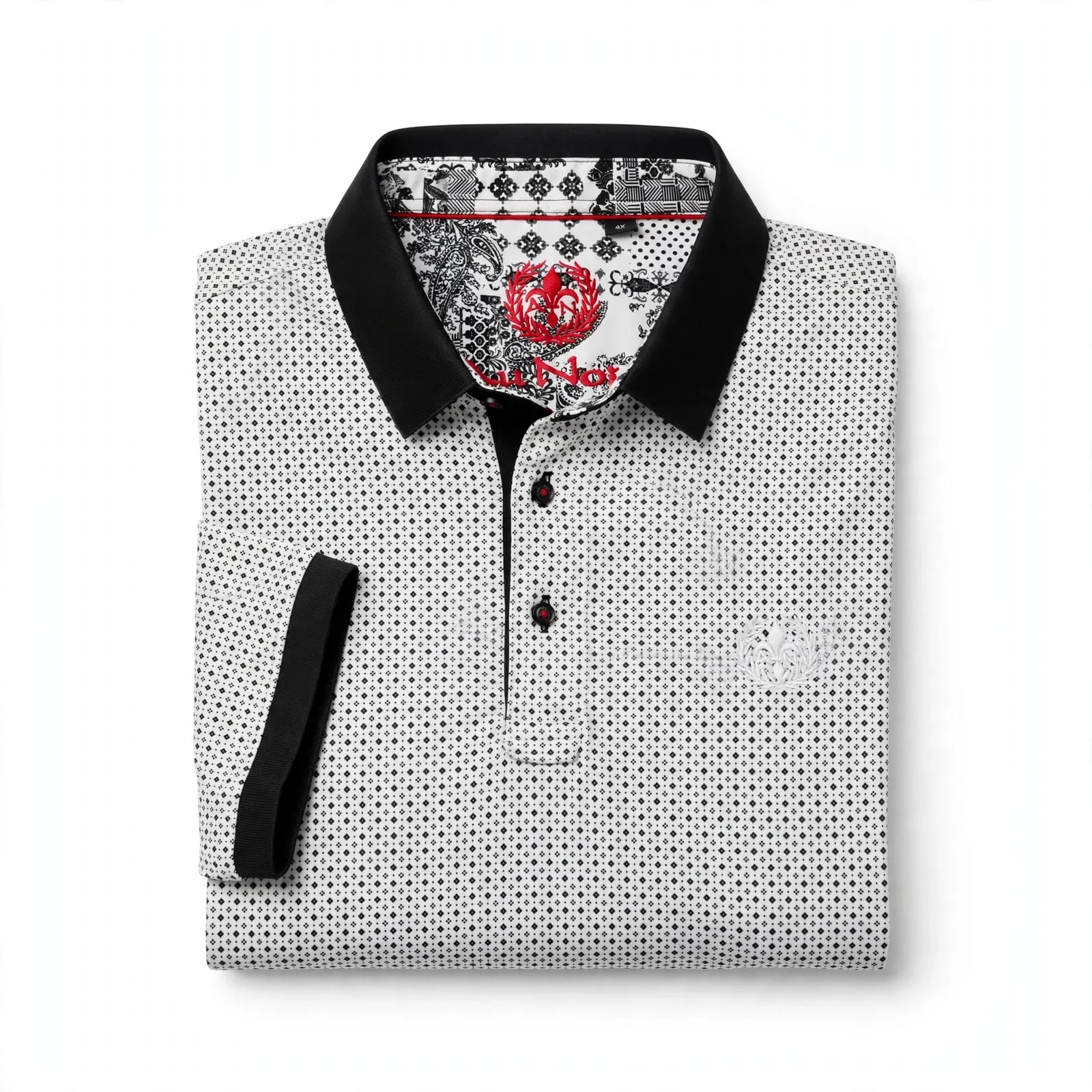 Au Noir Polo Lindell Black Men's Mini Geo Print Short Sleeve Polo Shirt 7