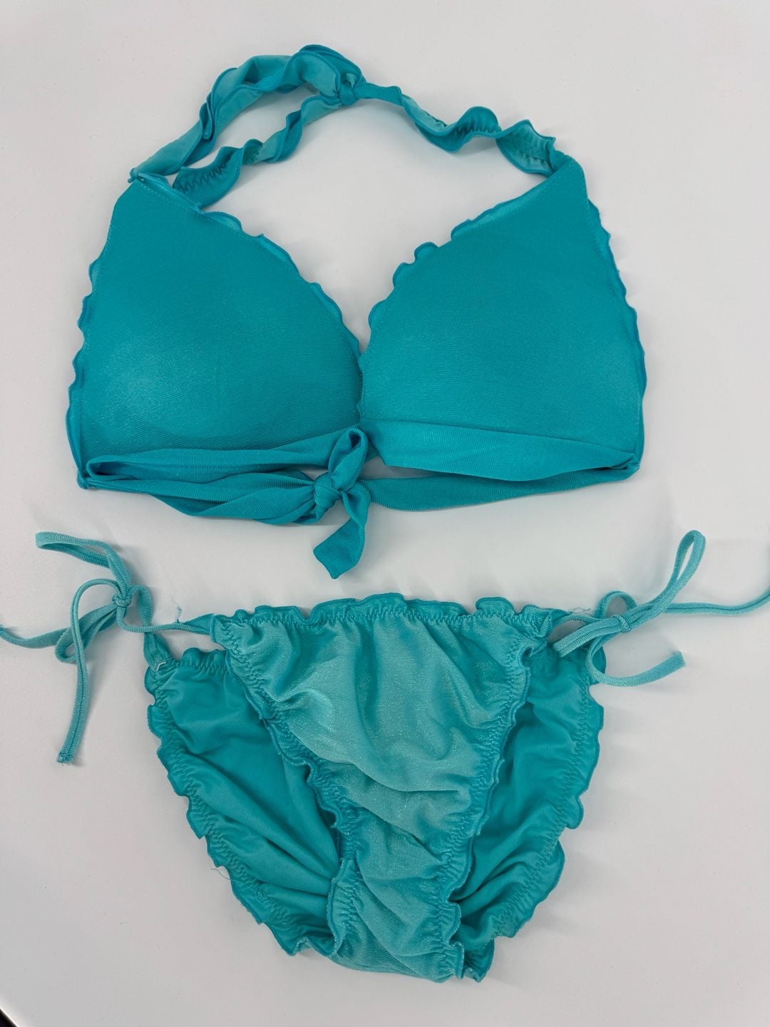Calzedonia Cobey Turquoise Ruffled Halter Bikini Set Swimsuit 7
