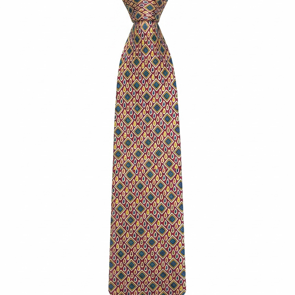 Brooks Brothers Makers Red Silk Diamond Foulard Necktie Made in USA