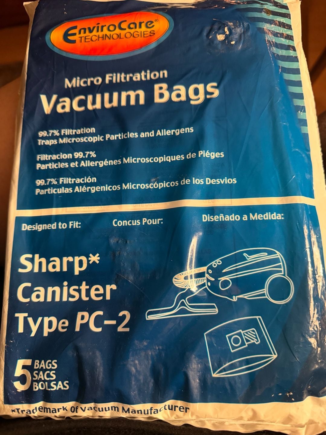 EnviroCare Technologies Micro Filtration Vacuum Bags Sharp Canister Type PC-2 1
