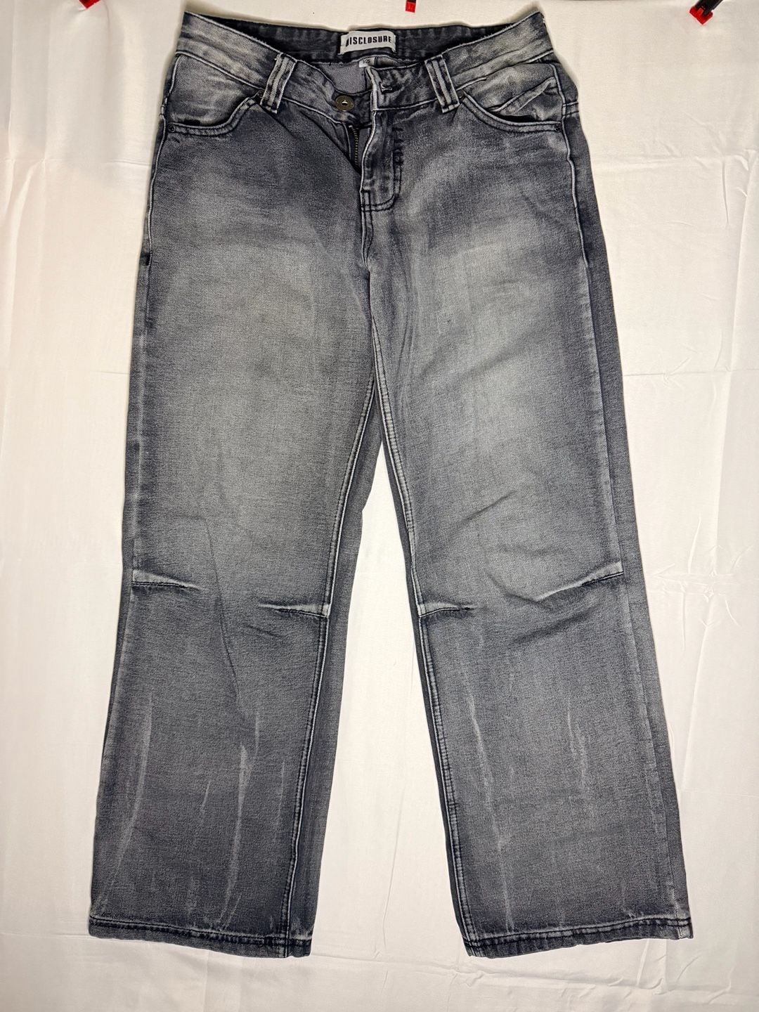 Disclosure Black Wash Wing Printed Low Rise Wide Leg Jeans Size 25 7