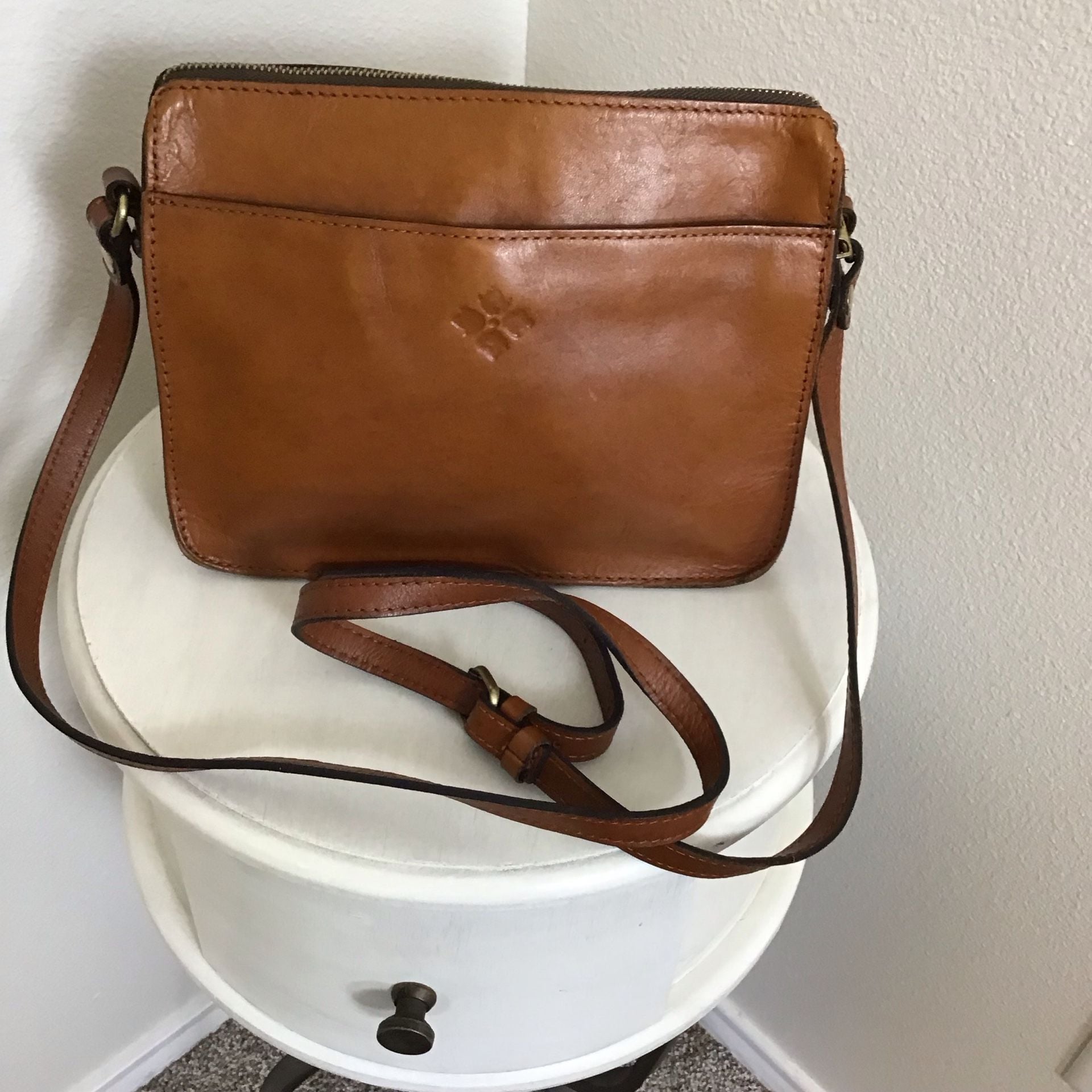 Patricia Nash Leather with Bright Wooden Bead Front Top Zip Crossbody Bag 3