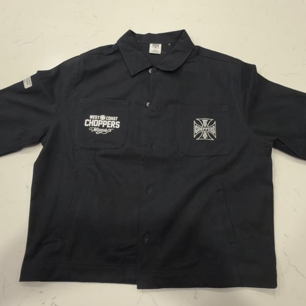 West Coast Choppers Black Work Jacket Cotton Embroidered Logo Size Large