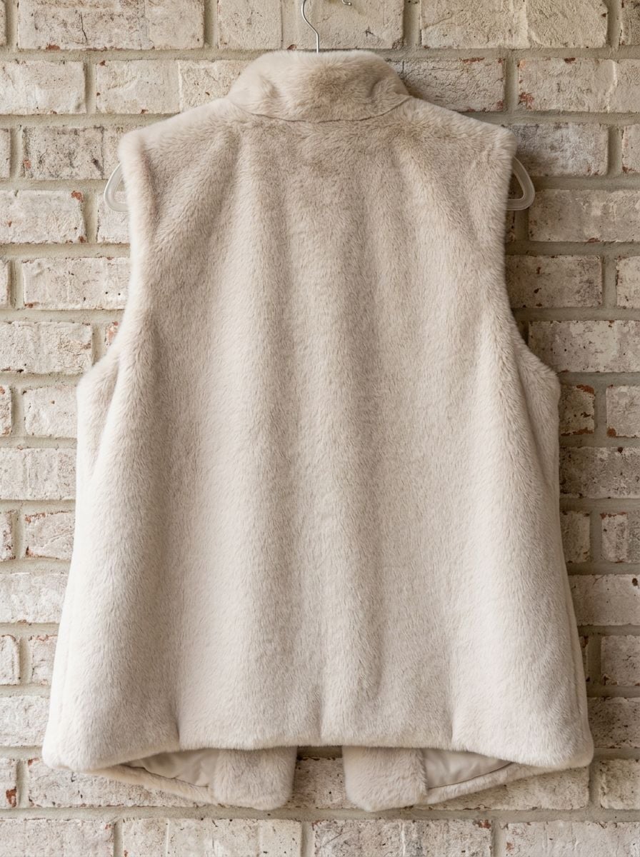 Catherine Malandrino Womens Beige Faux Fur Vest Size M 4