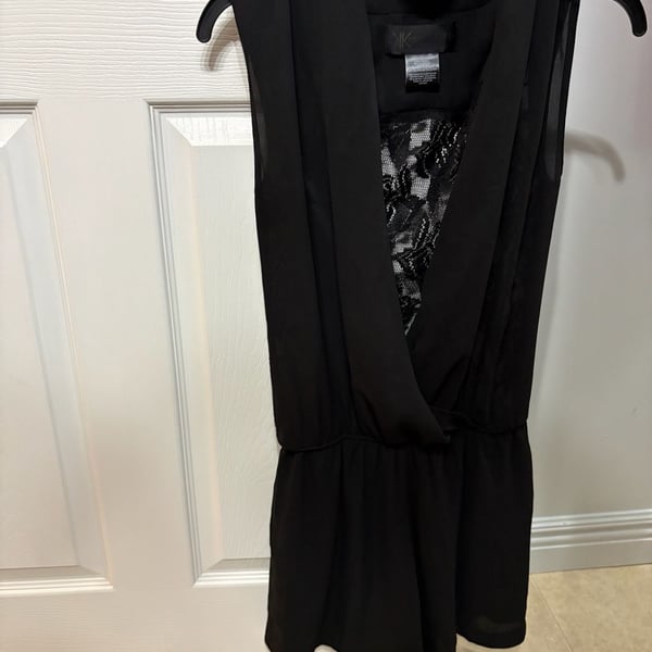 Kardashian Kollection Women's Black Lace Back Romper