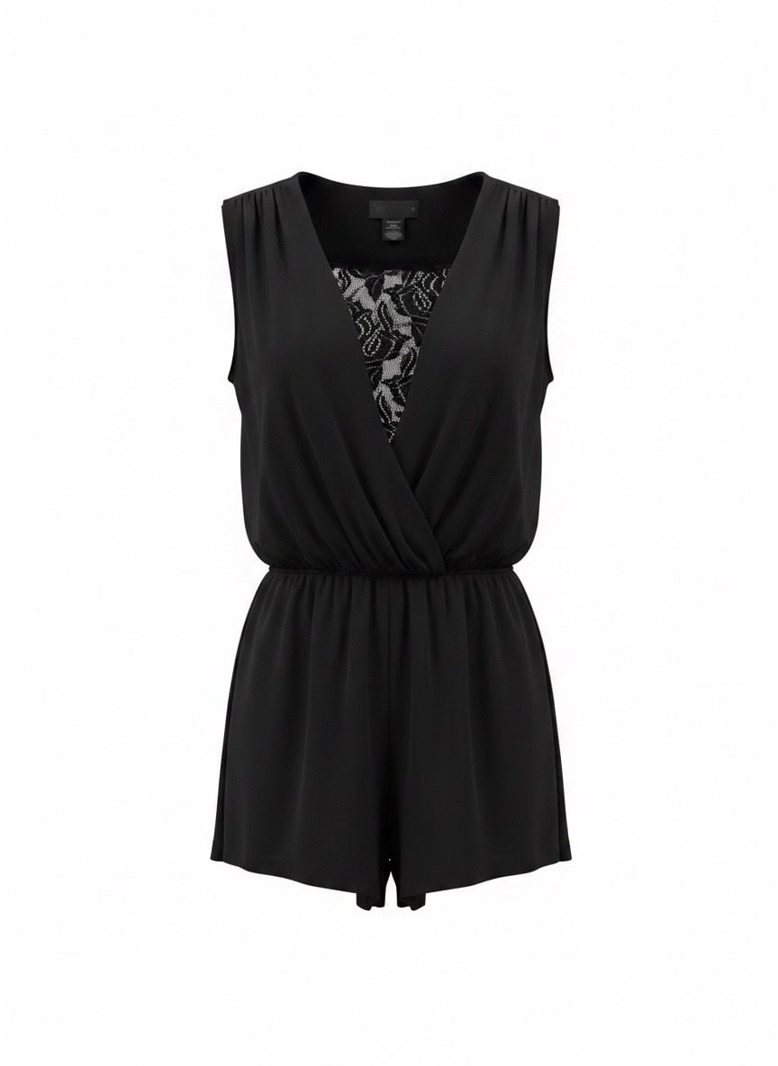 Kardashian Kollection Women's Black Lace Back Romper 3
