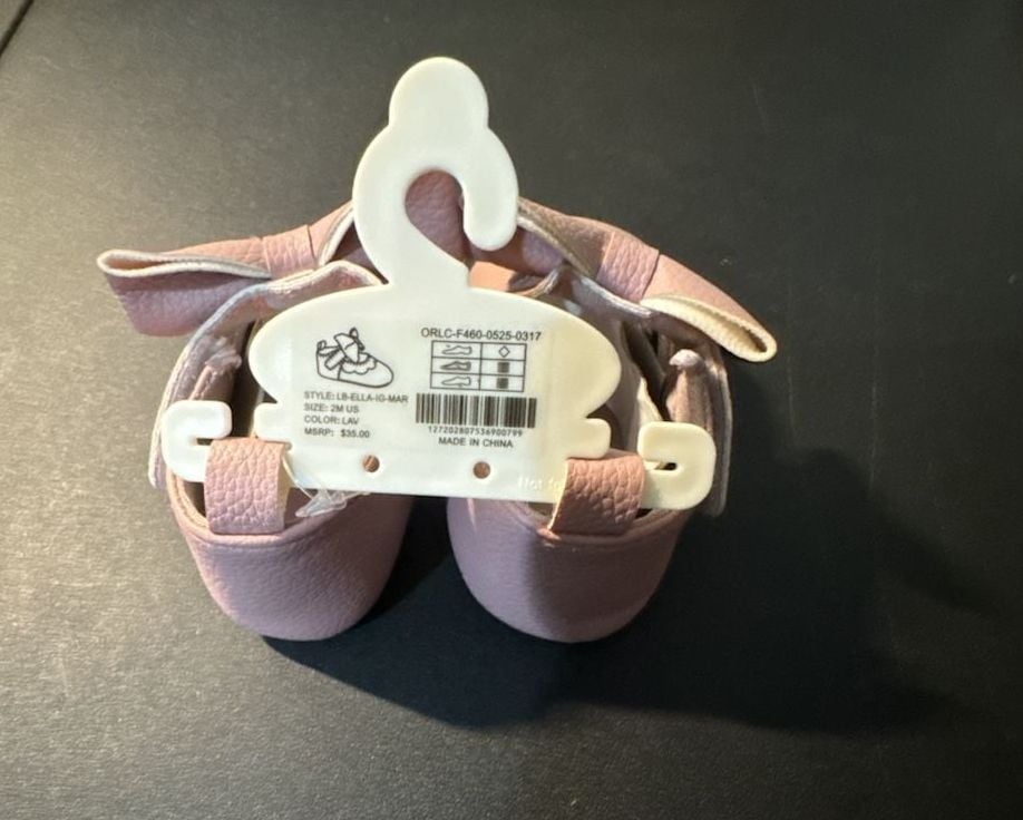 Lucky Brand Baby Girls Pink Bow Crib Shoes Size 2 (3-6M) 5