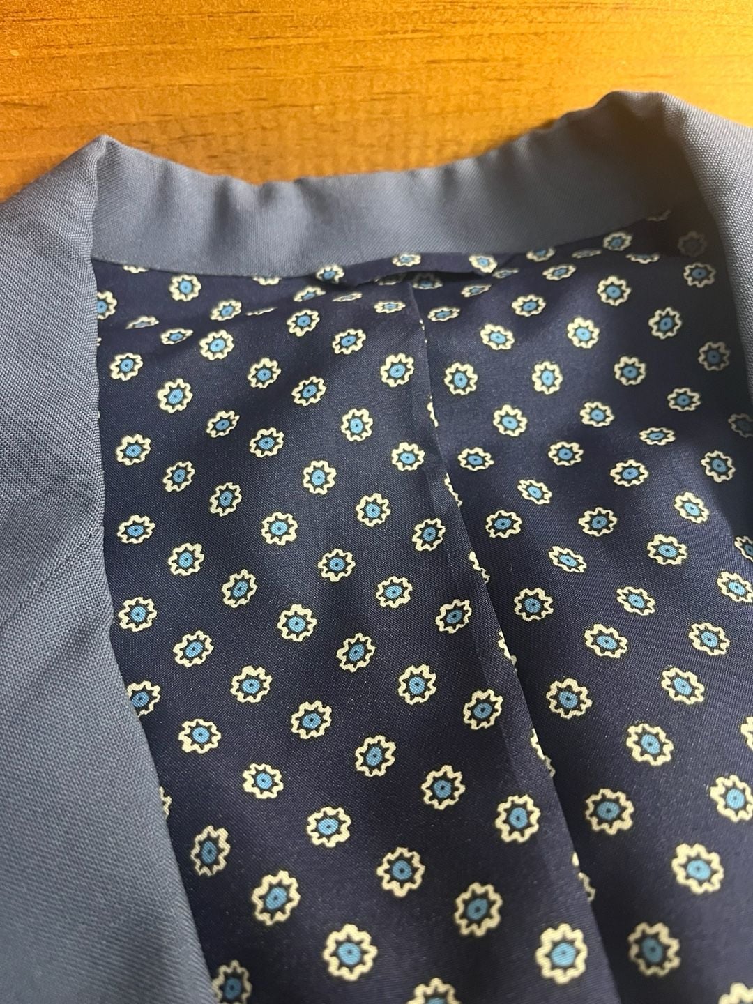 80s Biapiano Custom Blue Two Button Sport Coat Blazer with Floral Lining 47L 3