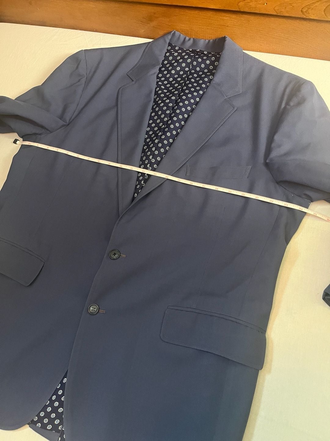80s Biapiano Custom Blue Two Button Sport Coat Blazer with Floral Lining 47L 5
