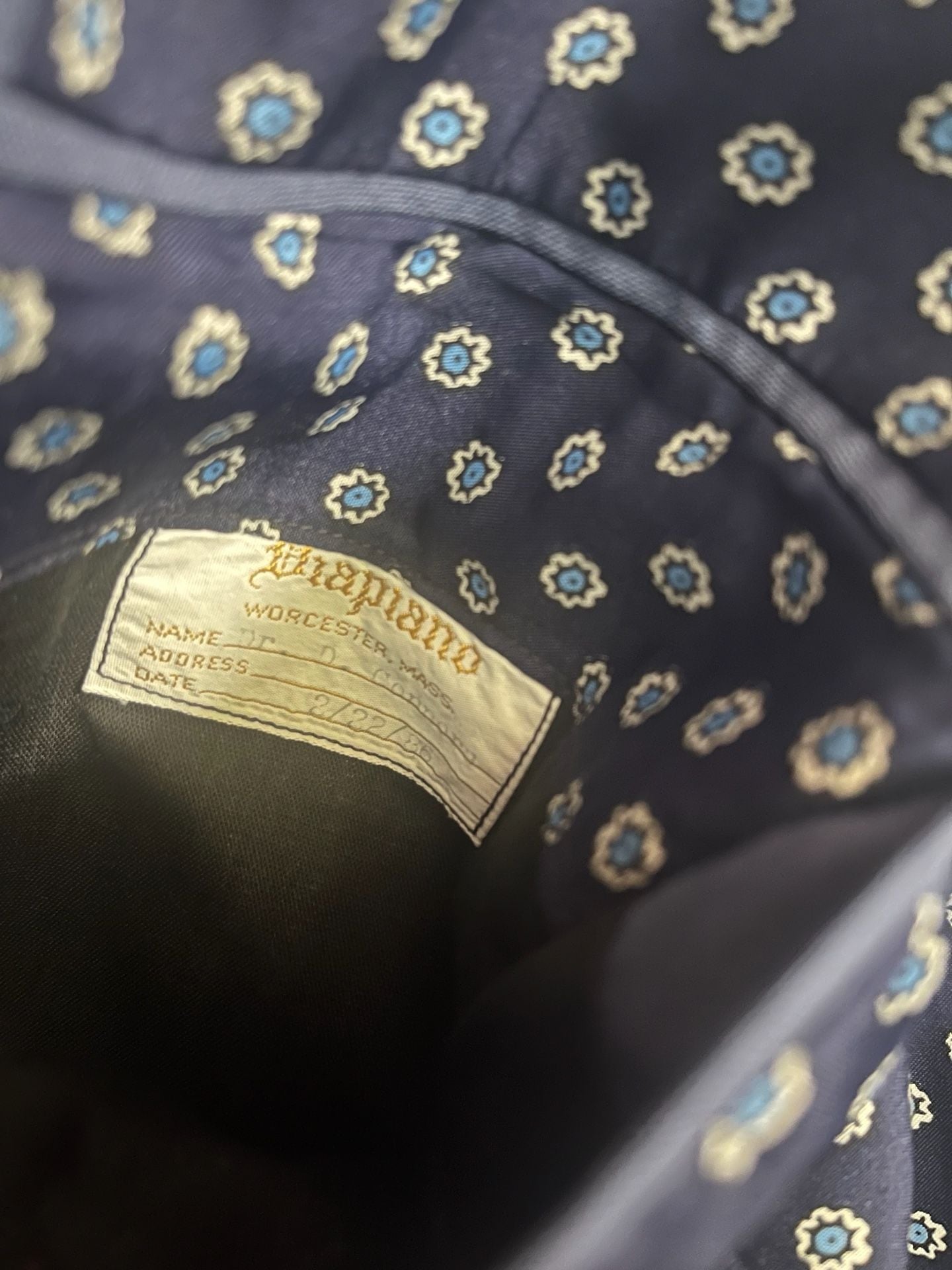 80s Biapiano Custom Blue Two Button Sport Coat Blazer with Floral Lining 47L 8