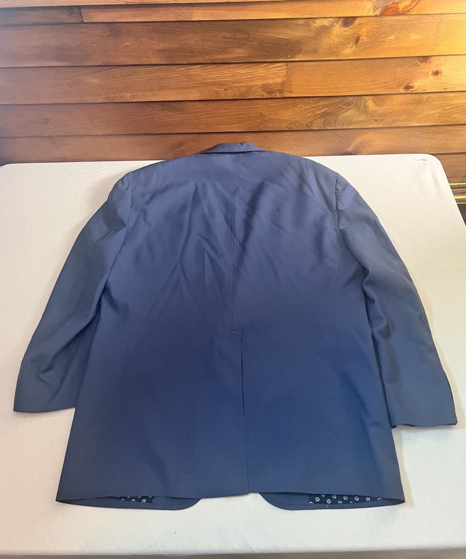 80s Biapiano Custom Blue Two Button Sport Coat Blazer with Floral Lining 47L 10