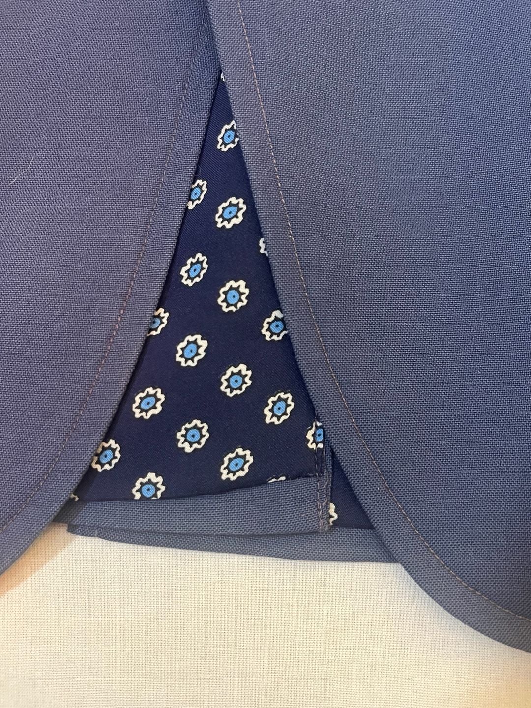 80s Biapiano Custom Blue Two Button Sport Coat Blazer with Floral Lining 47L 11