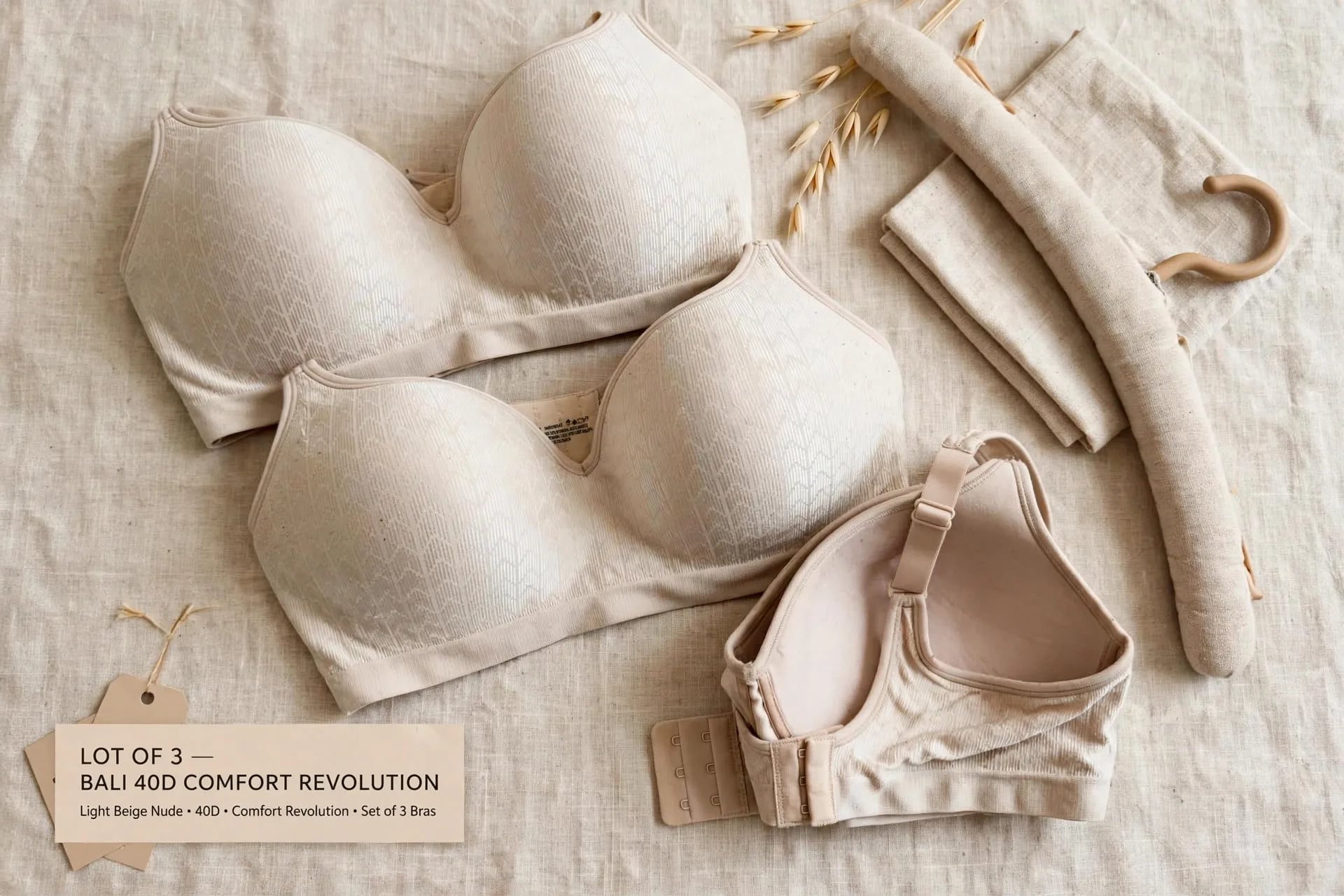 Bali Comfort Revolution 3463 Bras 40D Beige Wirefree Lot of 3 8