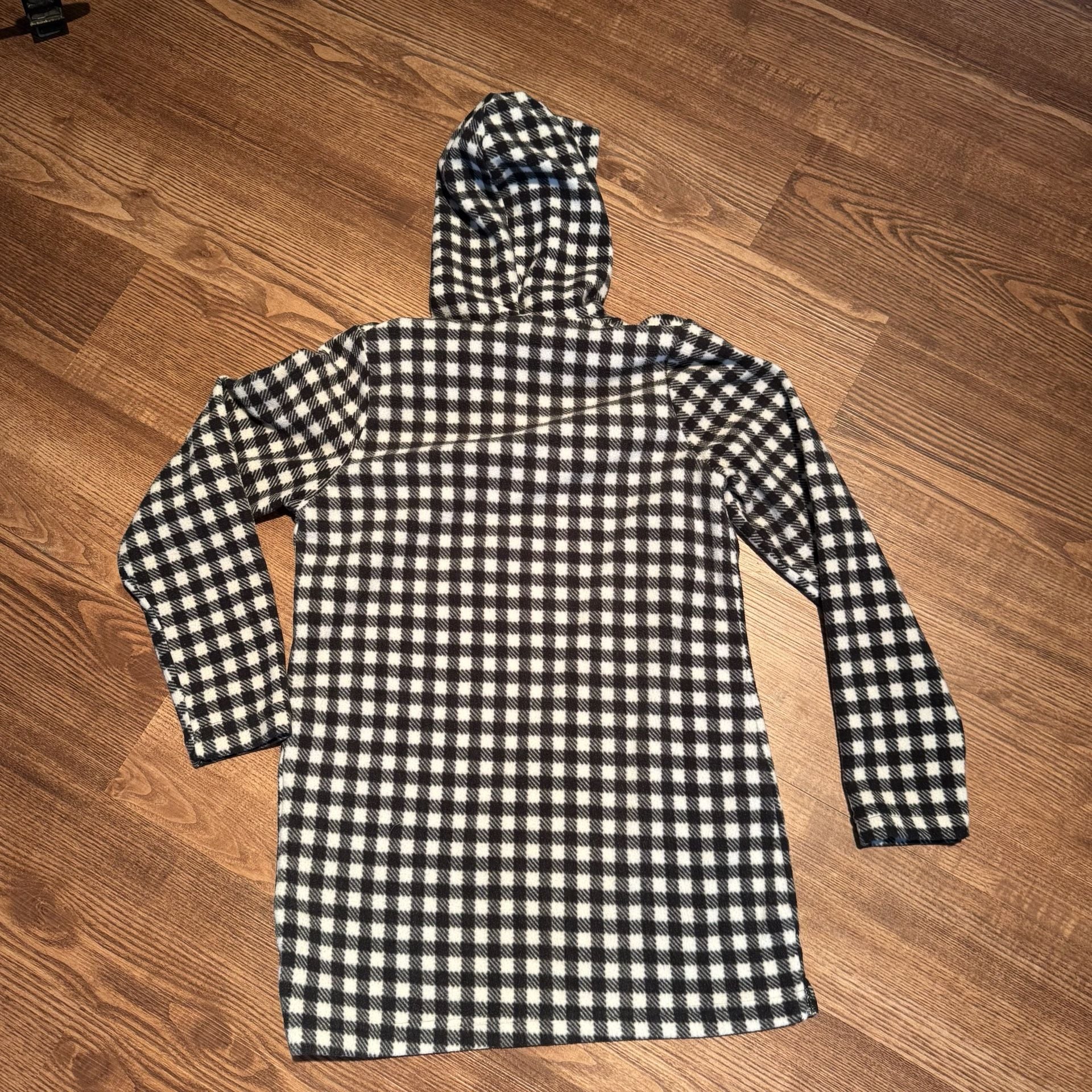 Playboy Sport Women’s M Hooded Pullover Black White Gingham Check Bunny Y2K 9