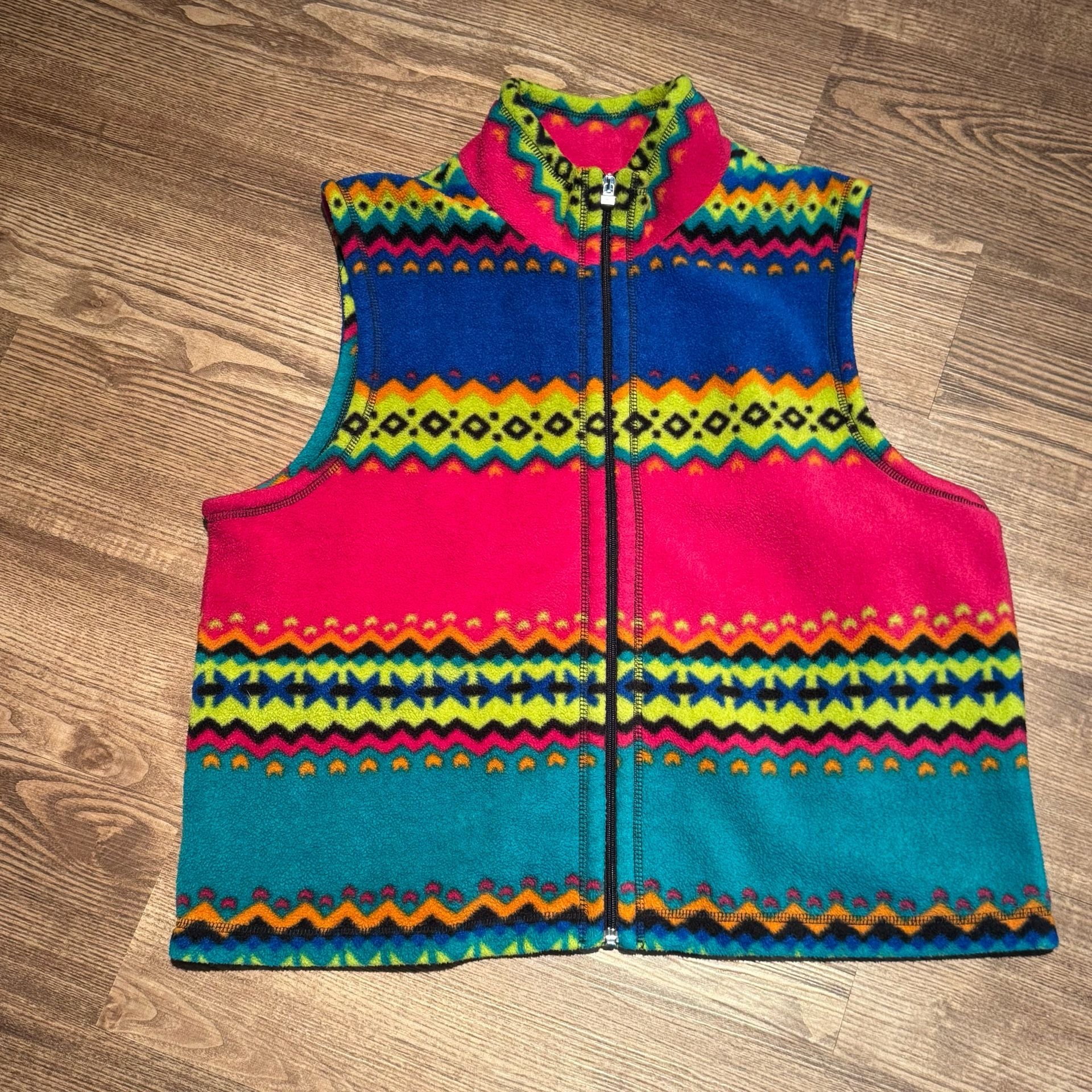 Susan Bristol XL Southwestern Fleece Vest Western Cowgirl Aztec Rodeo Ranch Boho 3