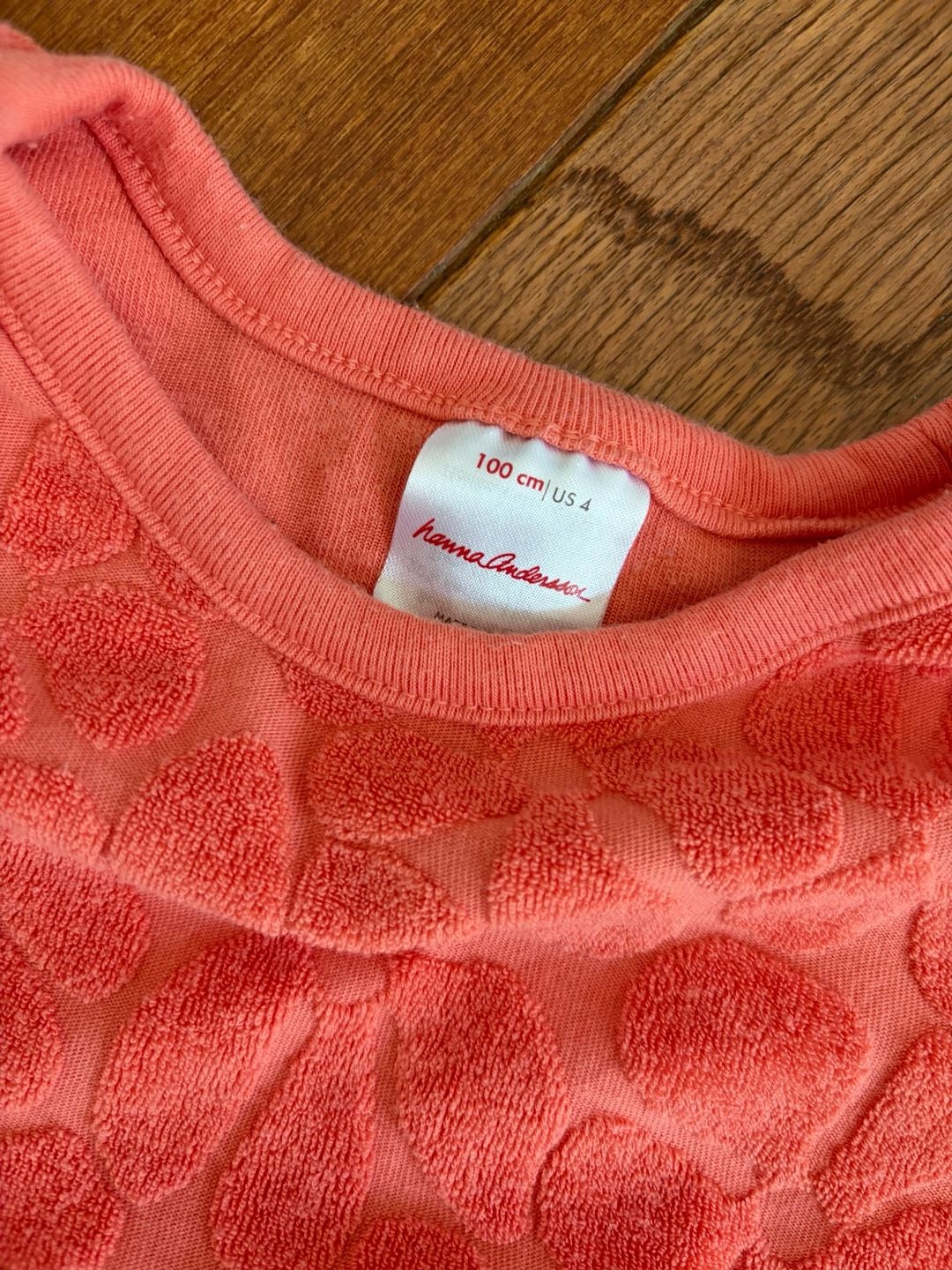 Hanna Andersson Coral Pink Terry Cloth Floral 2-Piece Top and Shorts Set Size 100 cm / US 4 2