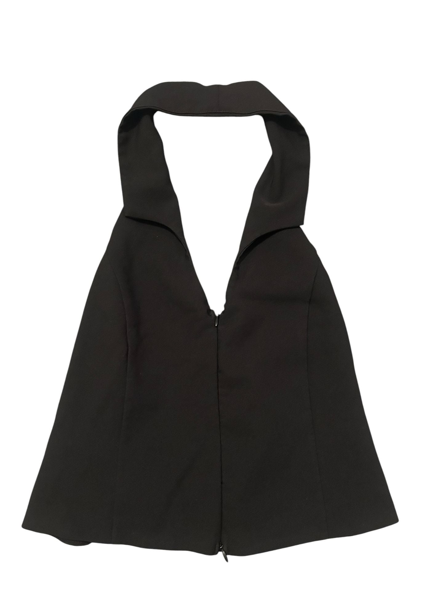 Iris Black Halter Neck Collared Top Size L 2