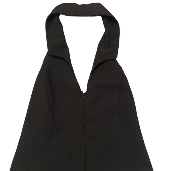 Iris Black Halter Neck Collared Top Size L