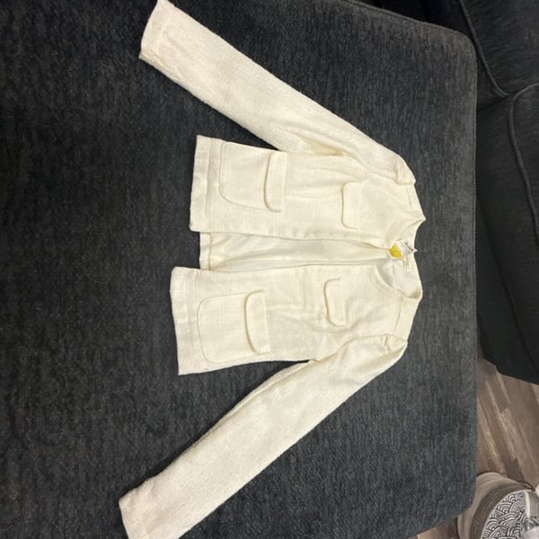 Monteau Los Angeles Cream White Tweed Jacket Blazer Size M