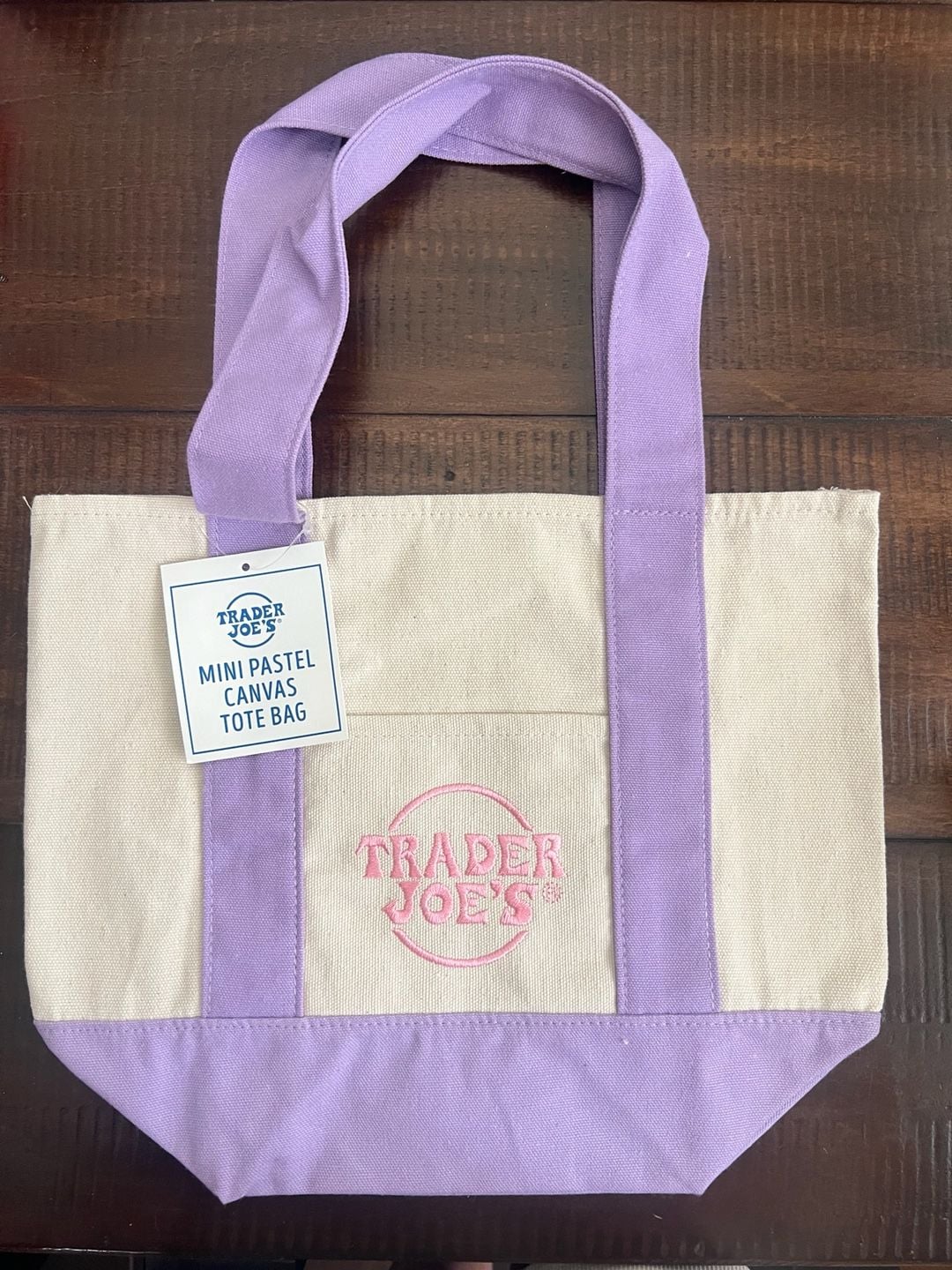 NWT Trader Joe's Pastel Mini Canvas Tote Bags (Limited Edition) - lavender Color 2