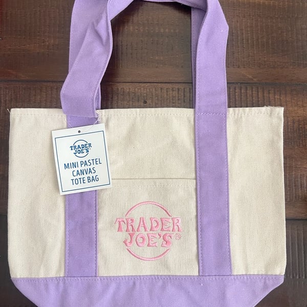 NWT  Trader Joe's Pastel Mini Canvas Tote Bags (Limited Edition) - lavender Color