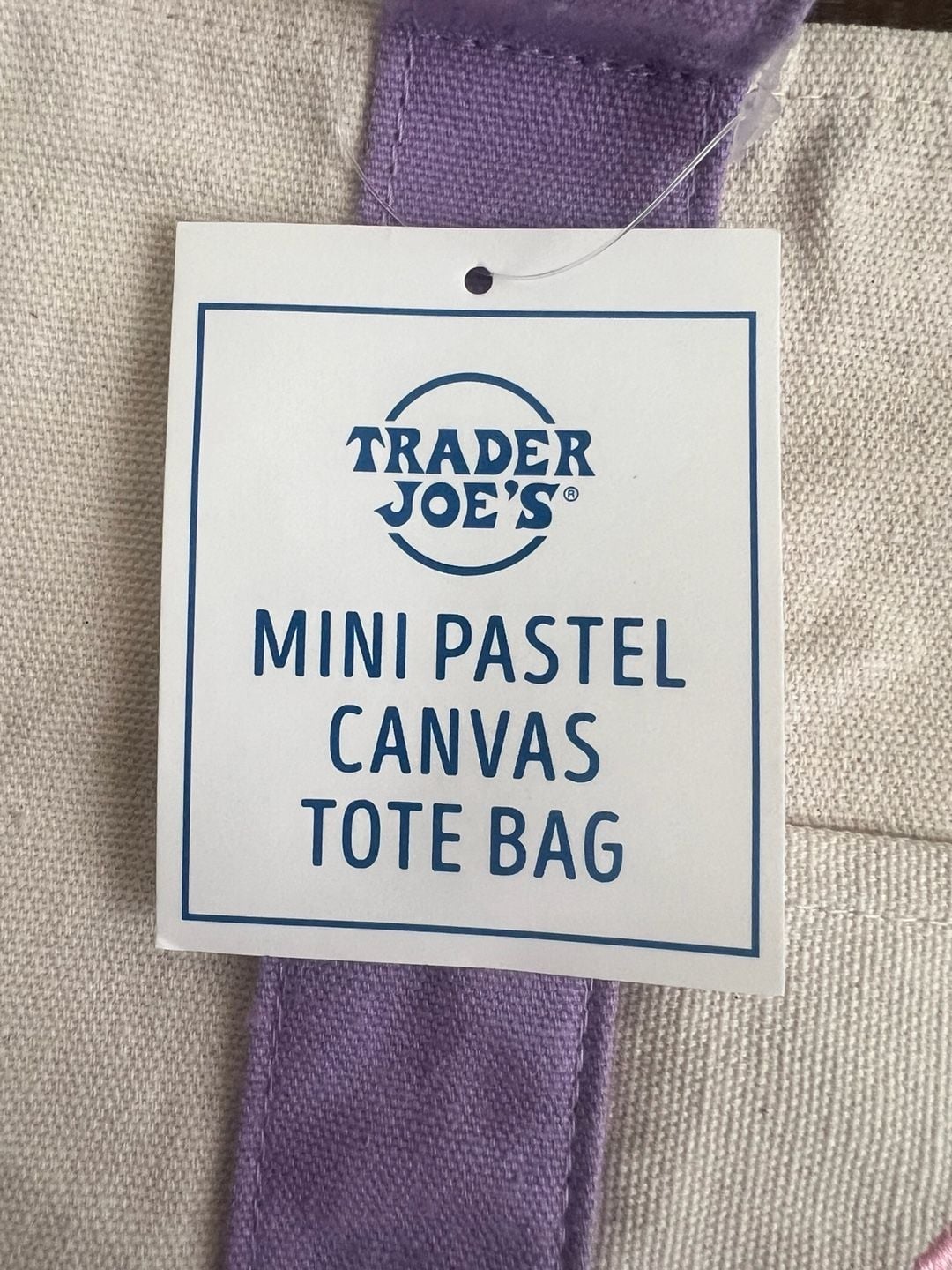 NWT Trader Joe's Pastel Mini Canvas Tote Bags (Limited Edition) - lavender Color 3