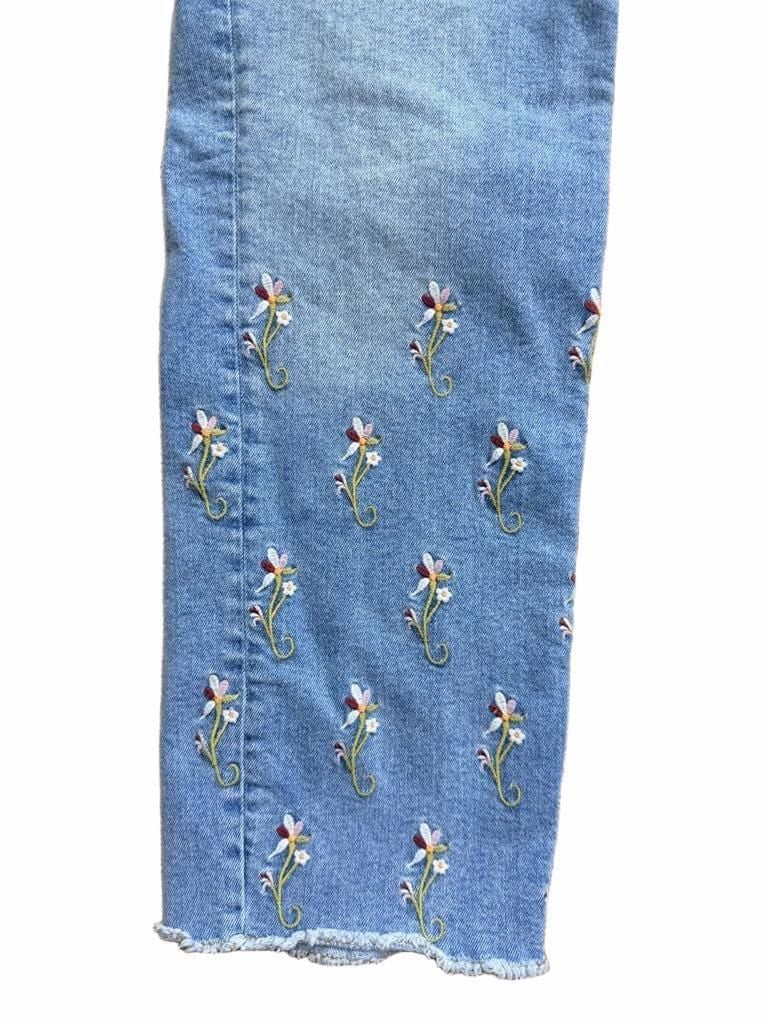 Pilcro and the Letterpress Floral Embroidered Crop Raw Hem Jeans Size 25 7