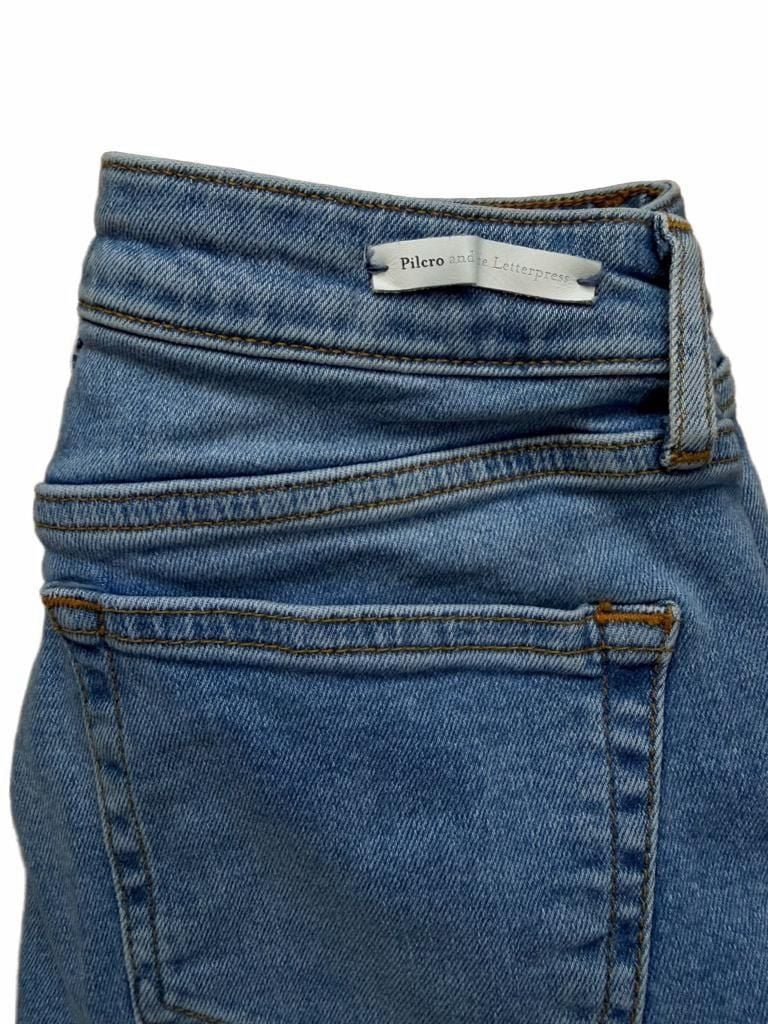 Pilcro and the Letterpress Floral Embroidered Crop Raw Hem Jeans Size 25 14