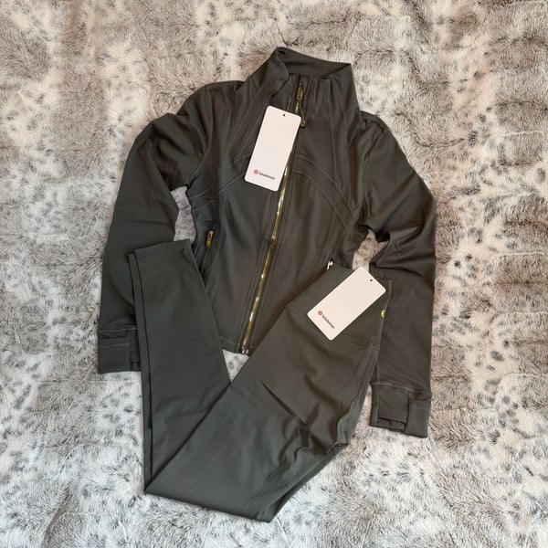 Lululemon Define Cropped Jacket Nulu and Leggings Set Size 4 Gray