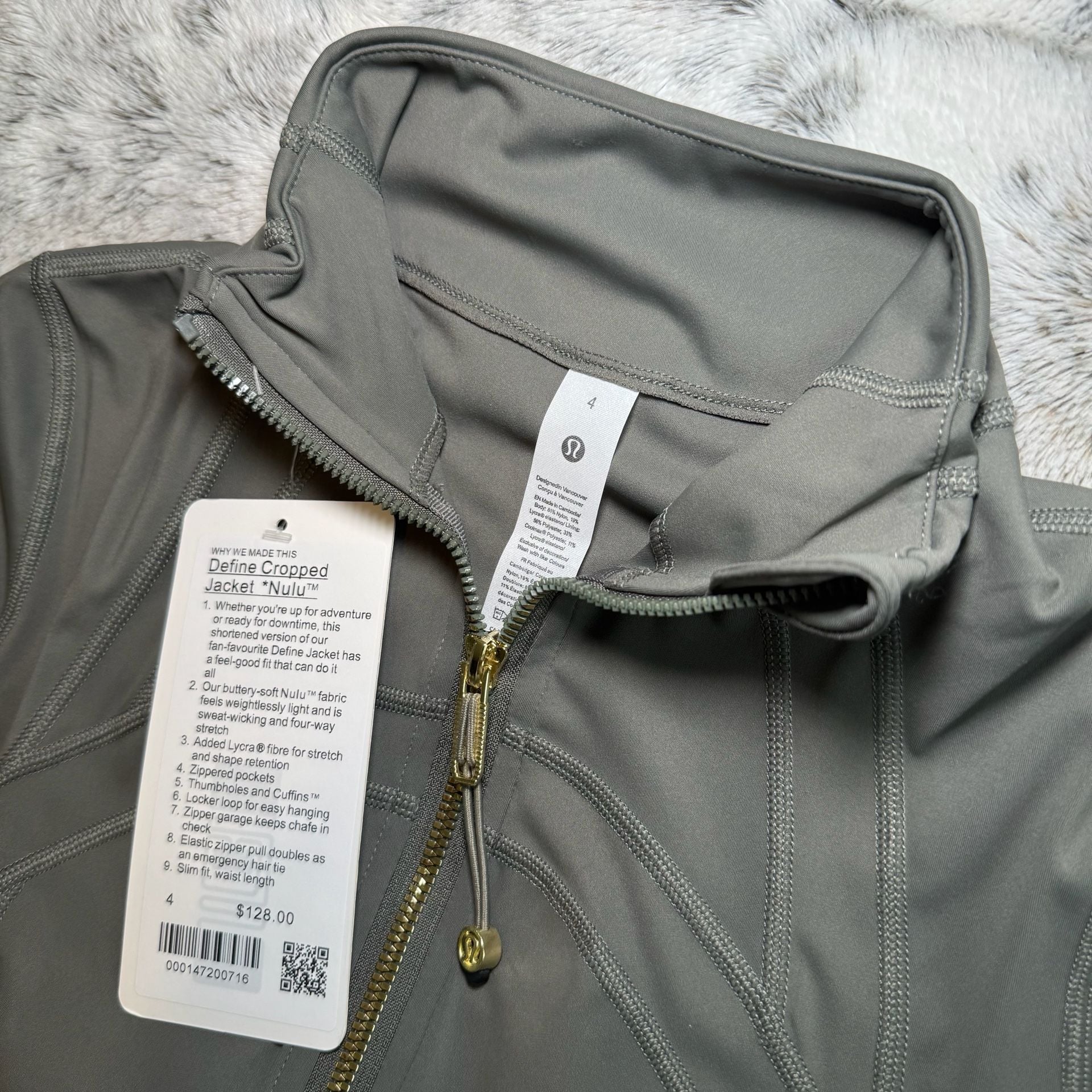 Lululemon Define Cropped Jacket Nulu and Leggings Set Size 4 Gray 4