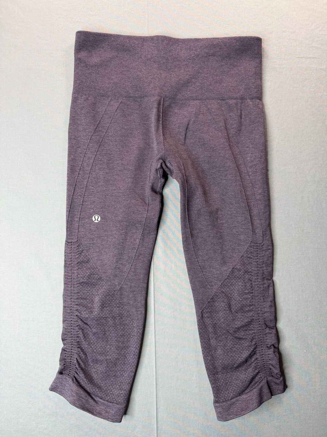 Lululemon In The Flow Crop Ruched Ribbed Seamless Leggings Purple Size 4 2