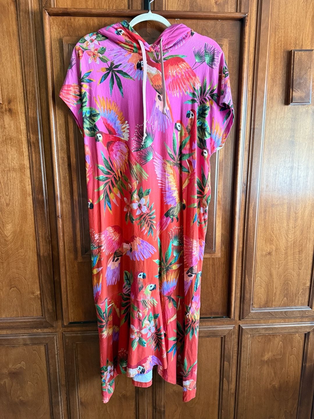 FARM for Anthropologie Tropical Parrots Hoodie Dress Size M 10